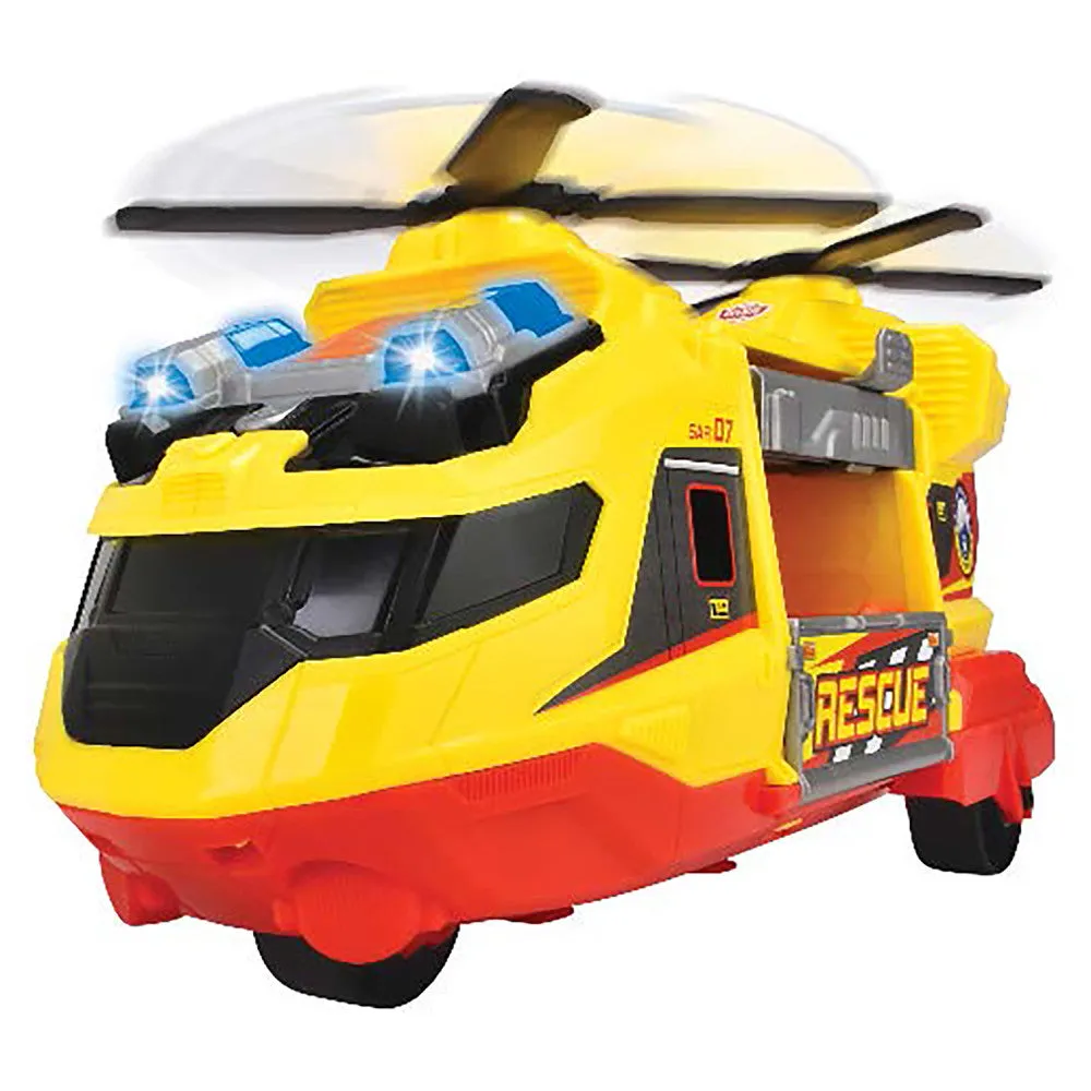 Dickie Toys Multi-Color Rescue Helicopter with Extendable Crane, Lights & Sounds - Yellow & Red