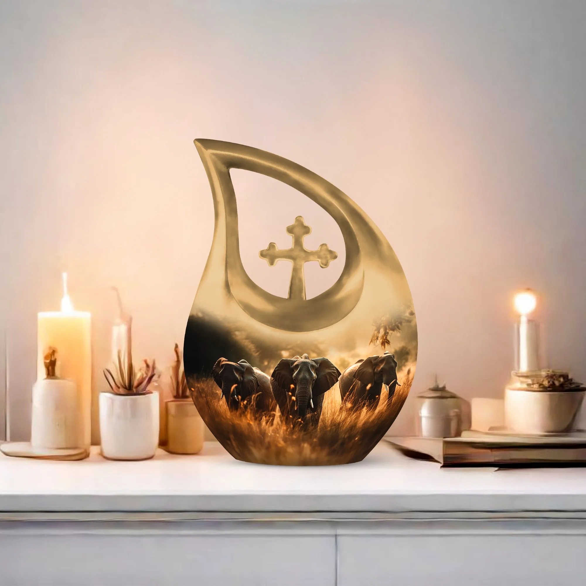 Divine Elephant Memorial - An Crafted Aluminium Cremation Urn