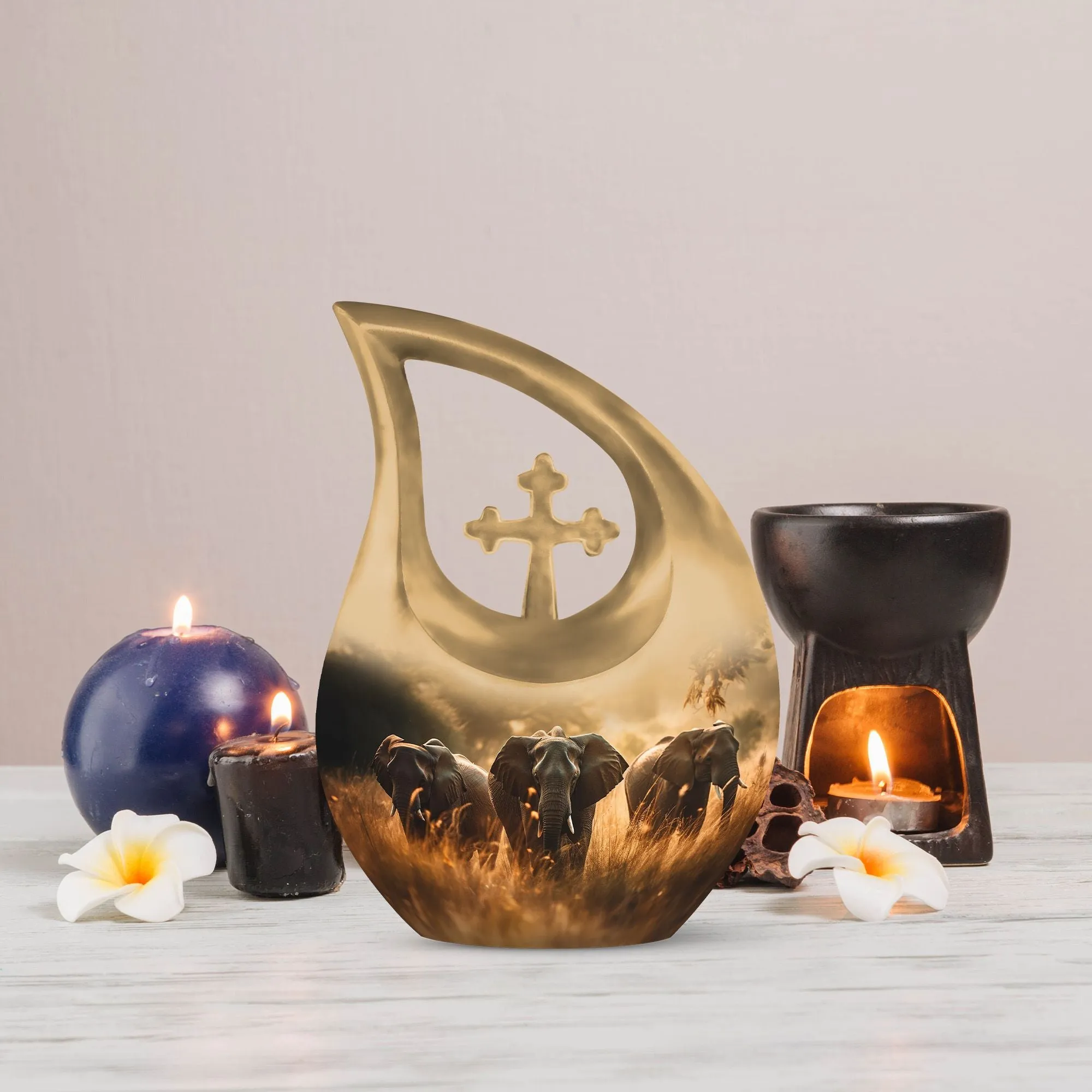 Divine Elephant Memorial - An Crafted Aluminium Cremation Urn