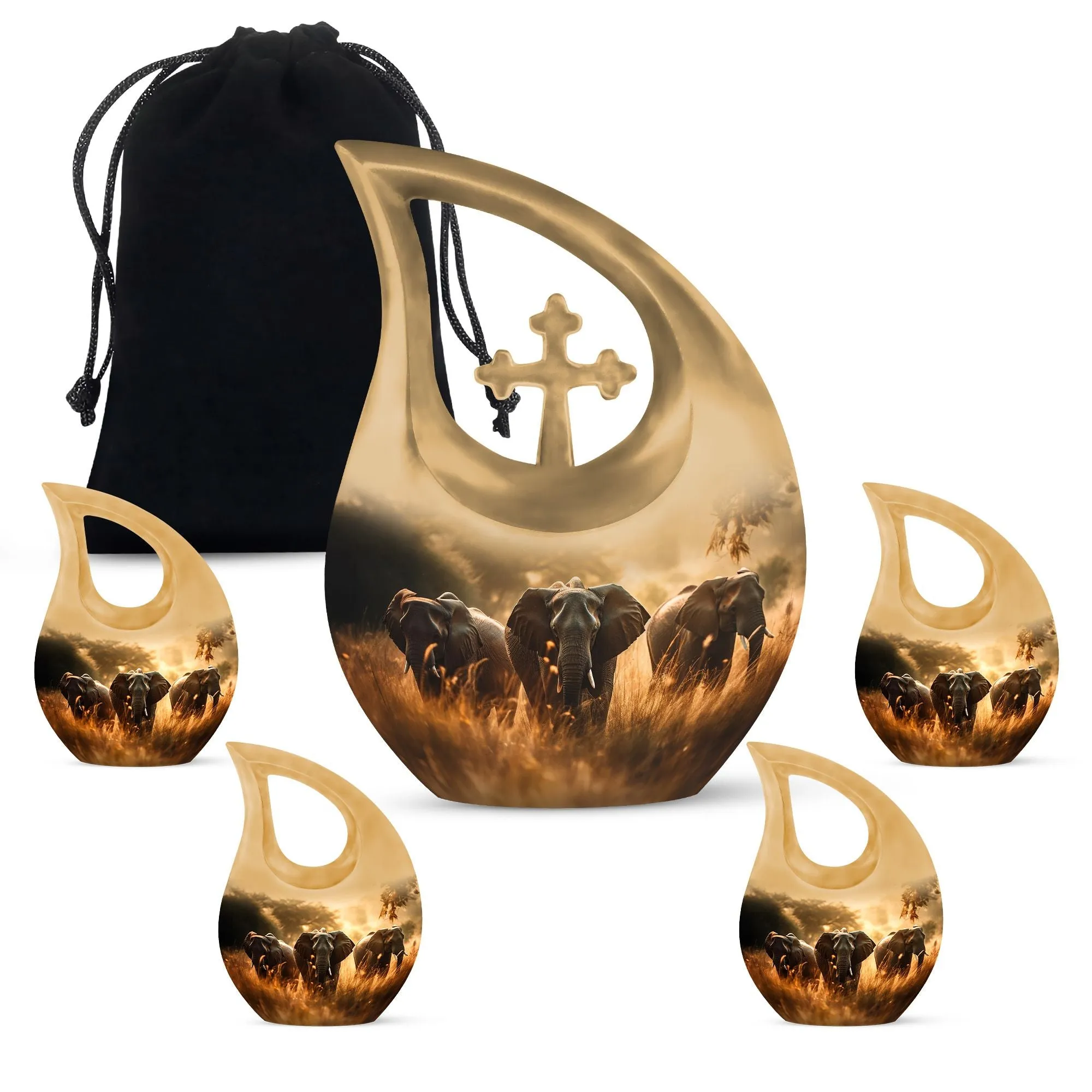 Divine Elephant Memorial - An Crafted Aluminium Cremation Urn