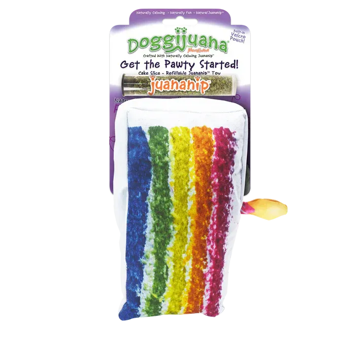 Doggijuana Get the Pawty Started Refillable Cake Slice Dog Toy