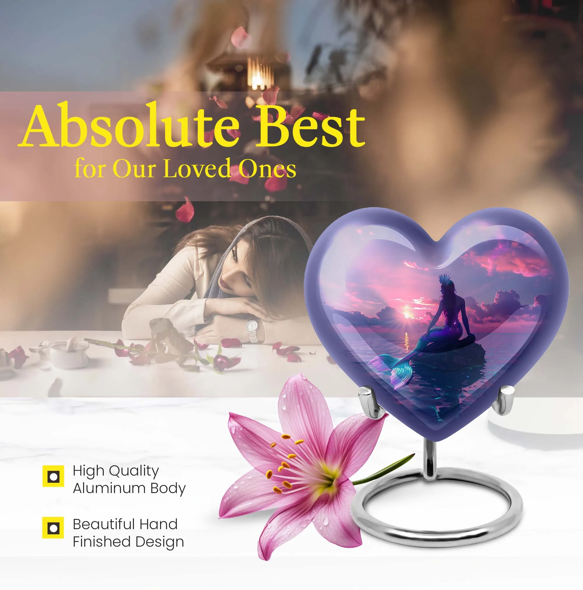 Enchanting Butterfly Mermaid Urn Radiating Love and Memories