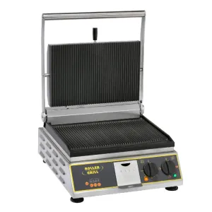 Equipex Panini Premium/1Panini Grill, Grooved Top & Grooved Bottom, 1750 watts