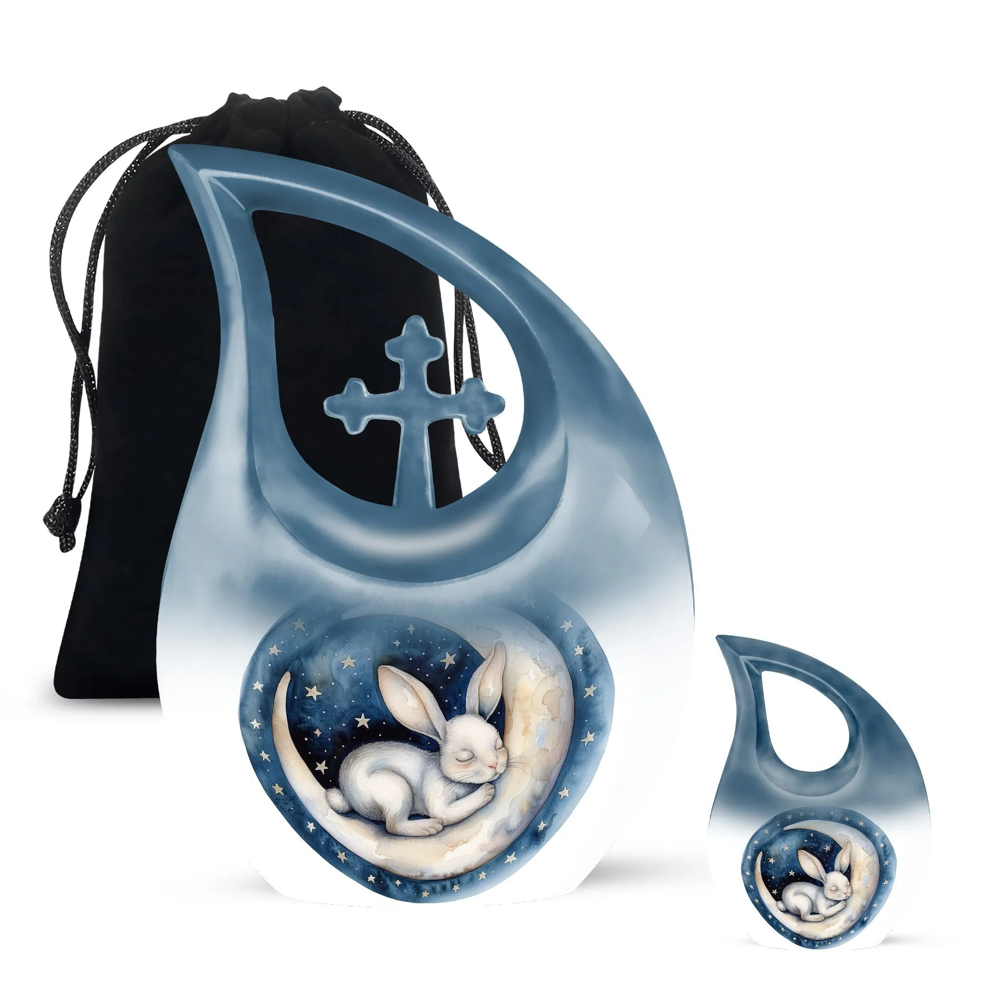 Extra Large White Bunny Moon Tribute - Memorial Cremation Vessel