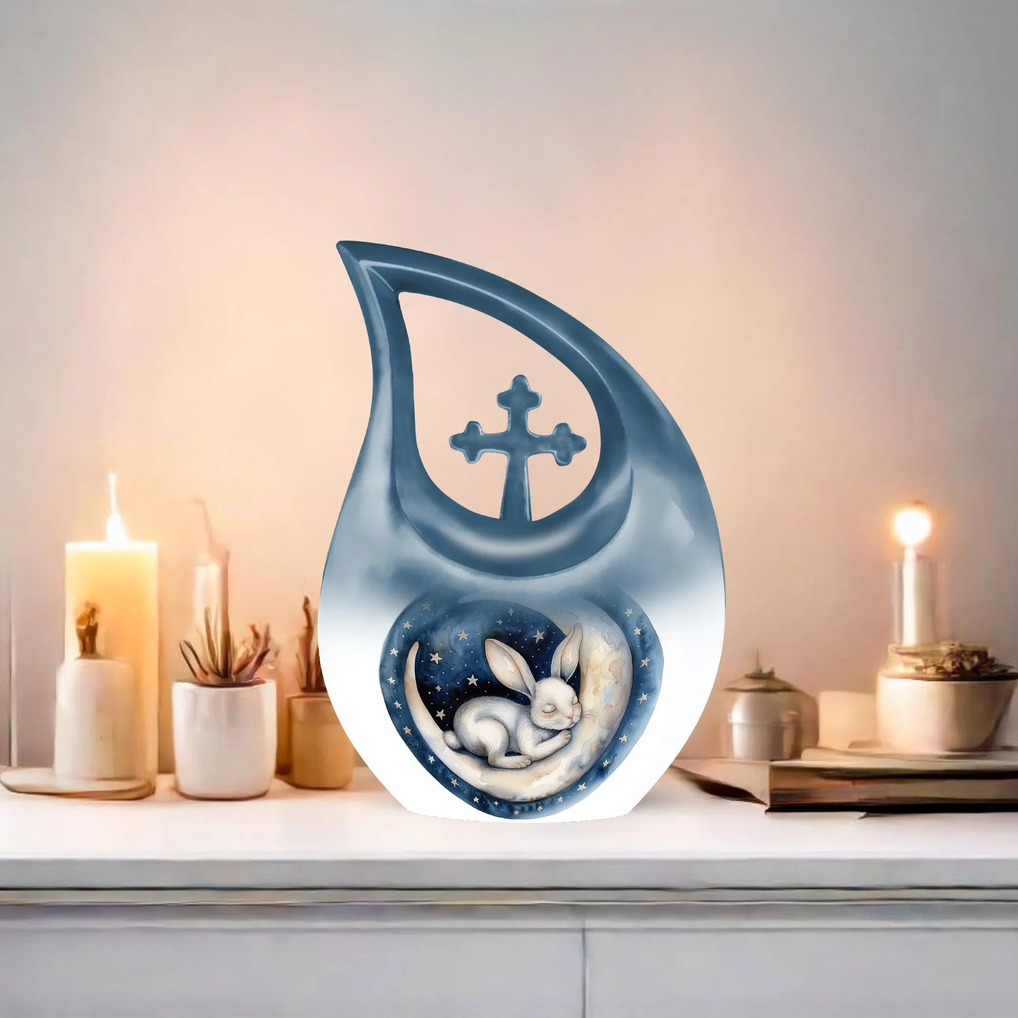 Extra Large White Bunny Moon Tribute - Memorial Cremation Vessel