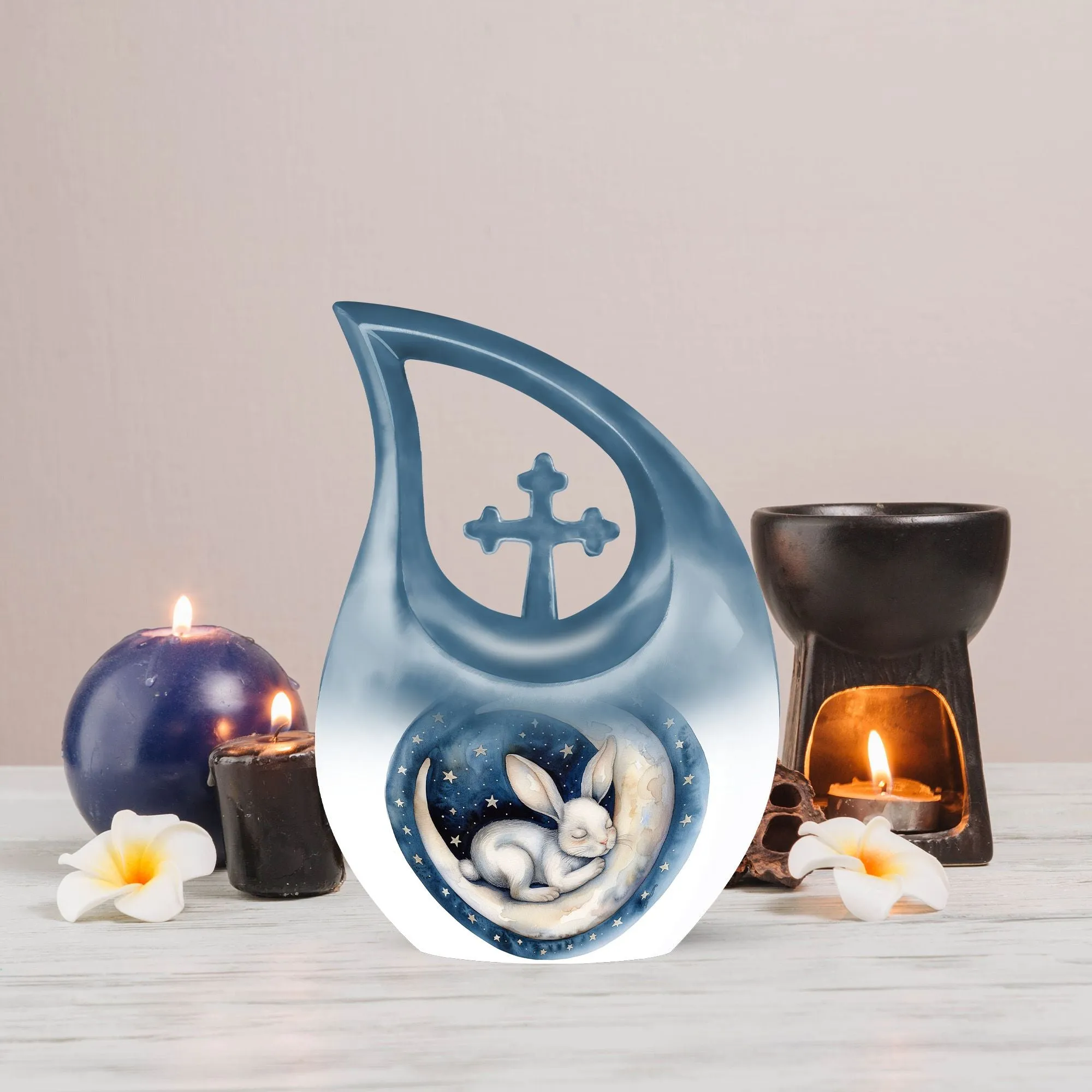 Extra Large White Bunny Moon Tribute - Memorial Cremation Vessel