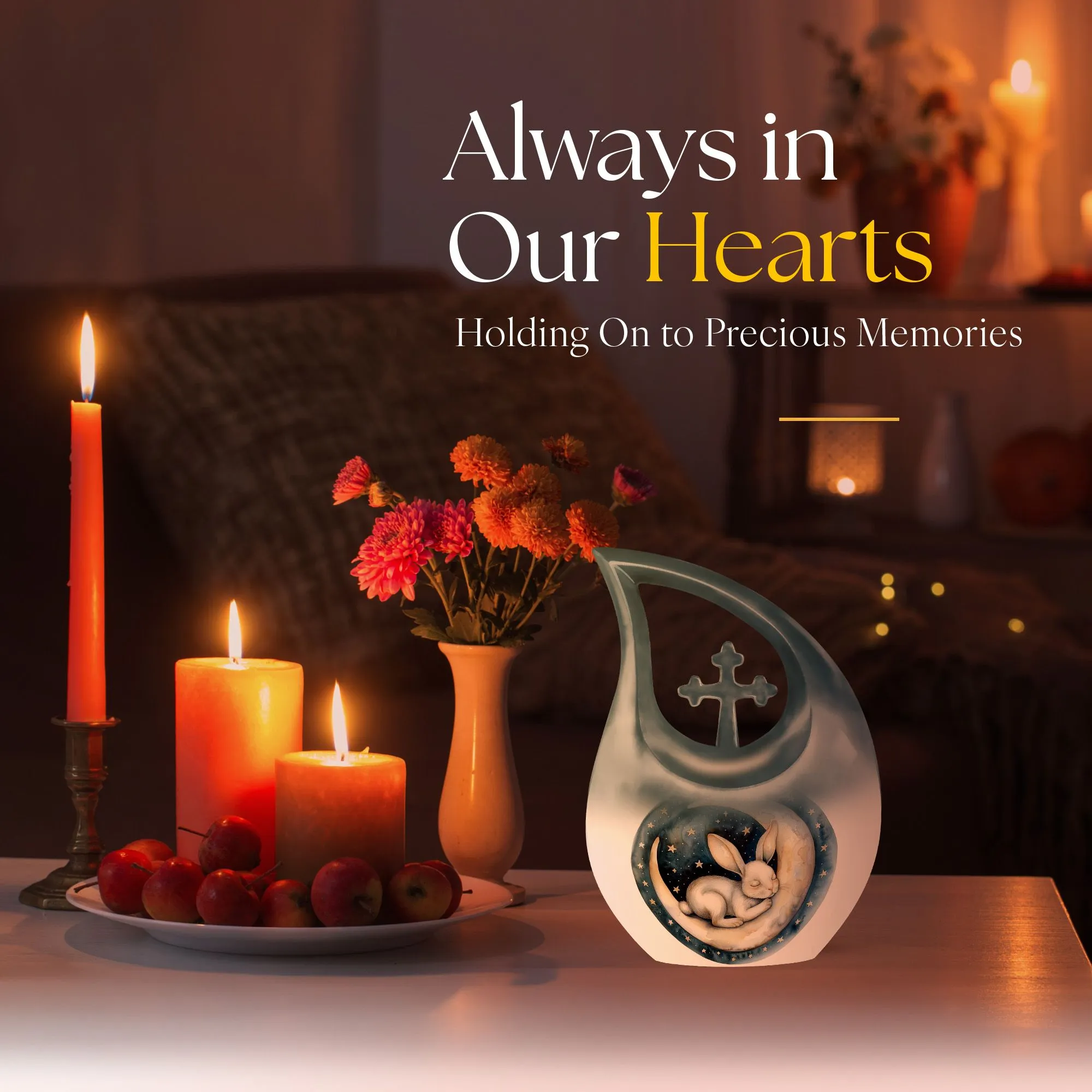 Extra Large White Bunny Moon Tribute - Memorial Cremation Vessel