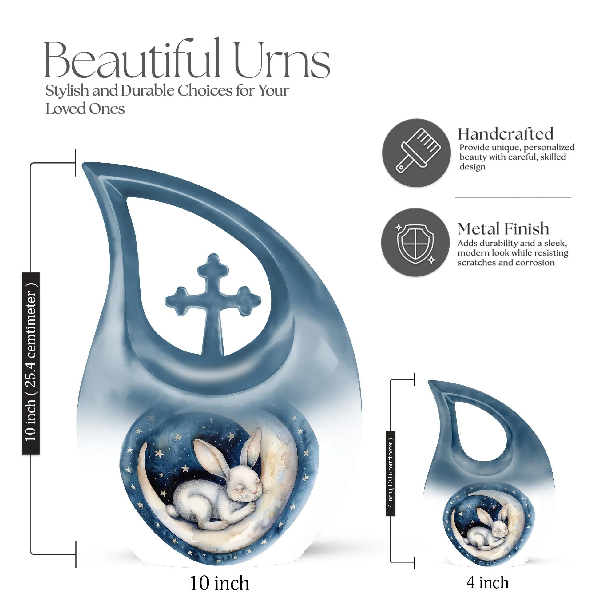 Extra Large White Bunny Moon Tribute - Memorial Cremation Vessel