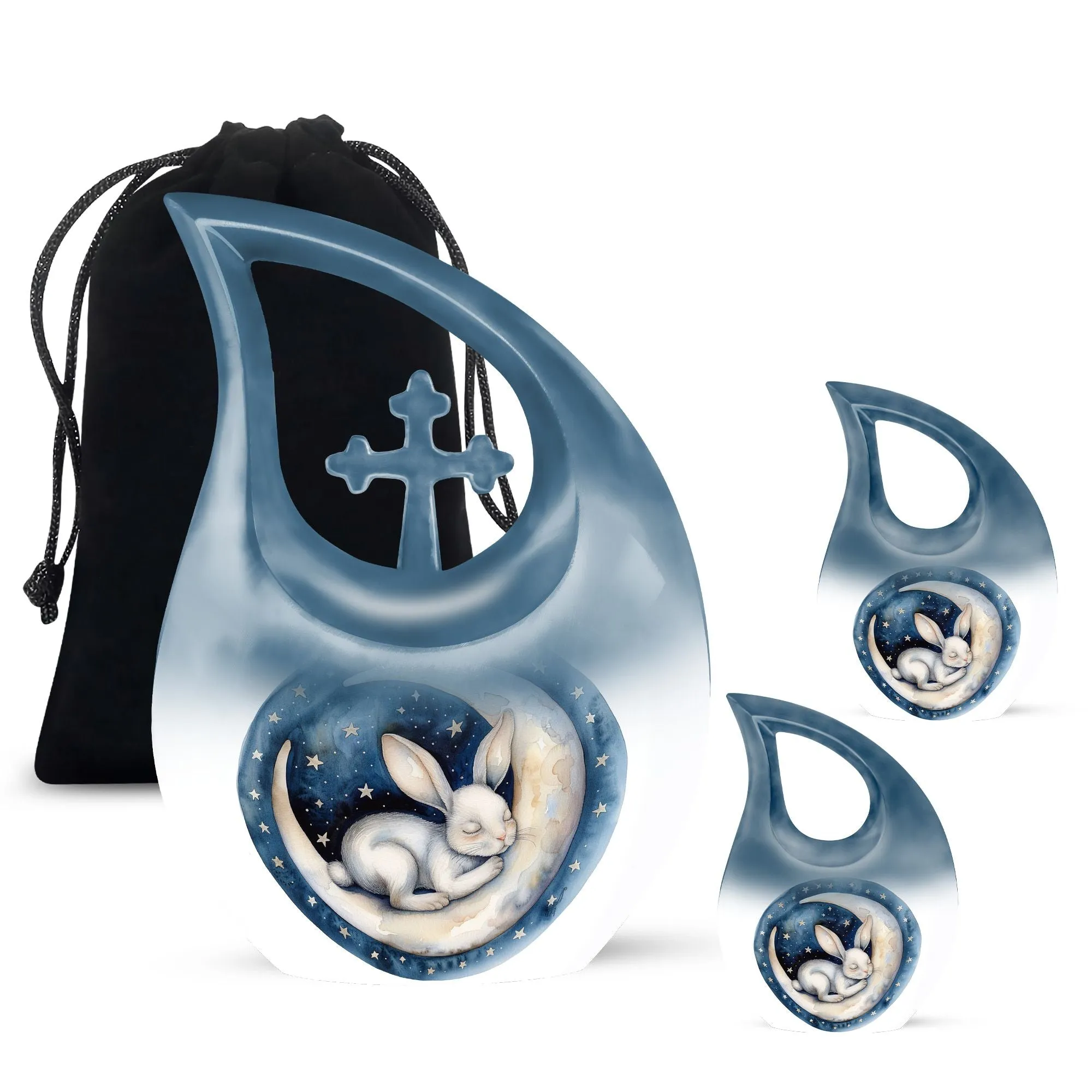 Extra Large White Bunny Moon Tribute - Memorial Cremation Vessel