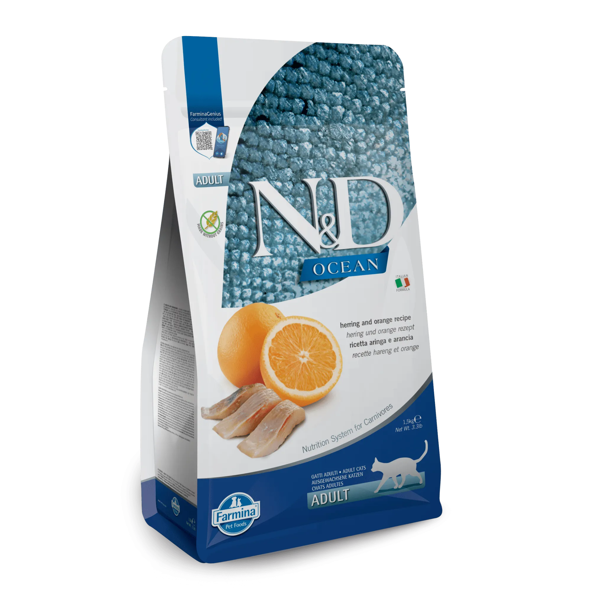 Farmina N&D Ocean Grain Free Herring & Orange Adult Dry Cat Food