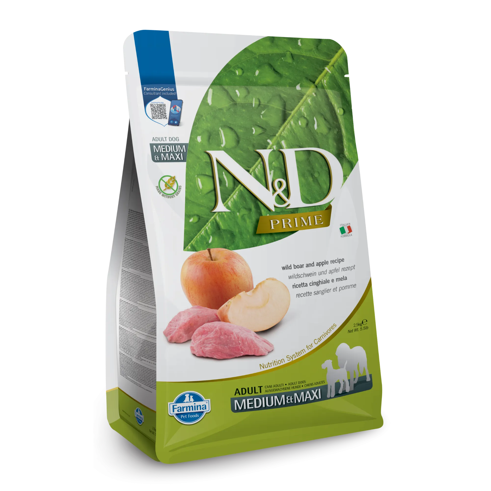 Farmina N&D Prime Grain Free Wild Boar & Apple Medium & Maxi Adult Dry Dog Food