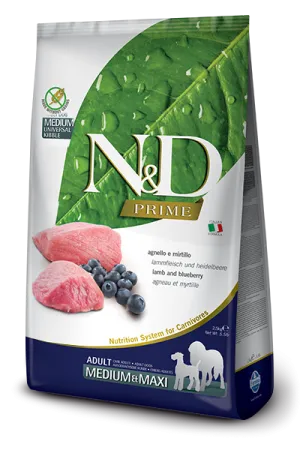Farmina Prime N&D Natural & Delicious Lamb & Blueberry Adult Medium & Maxi Dog Food