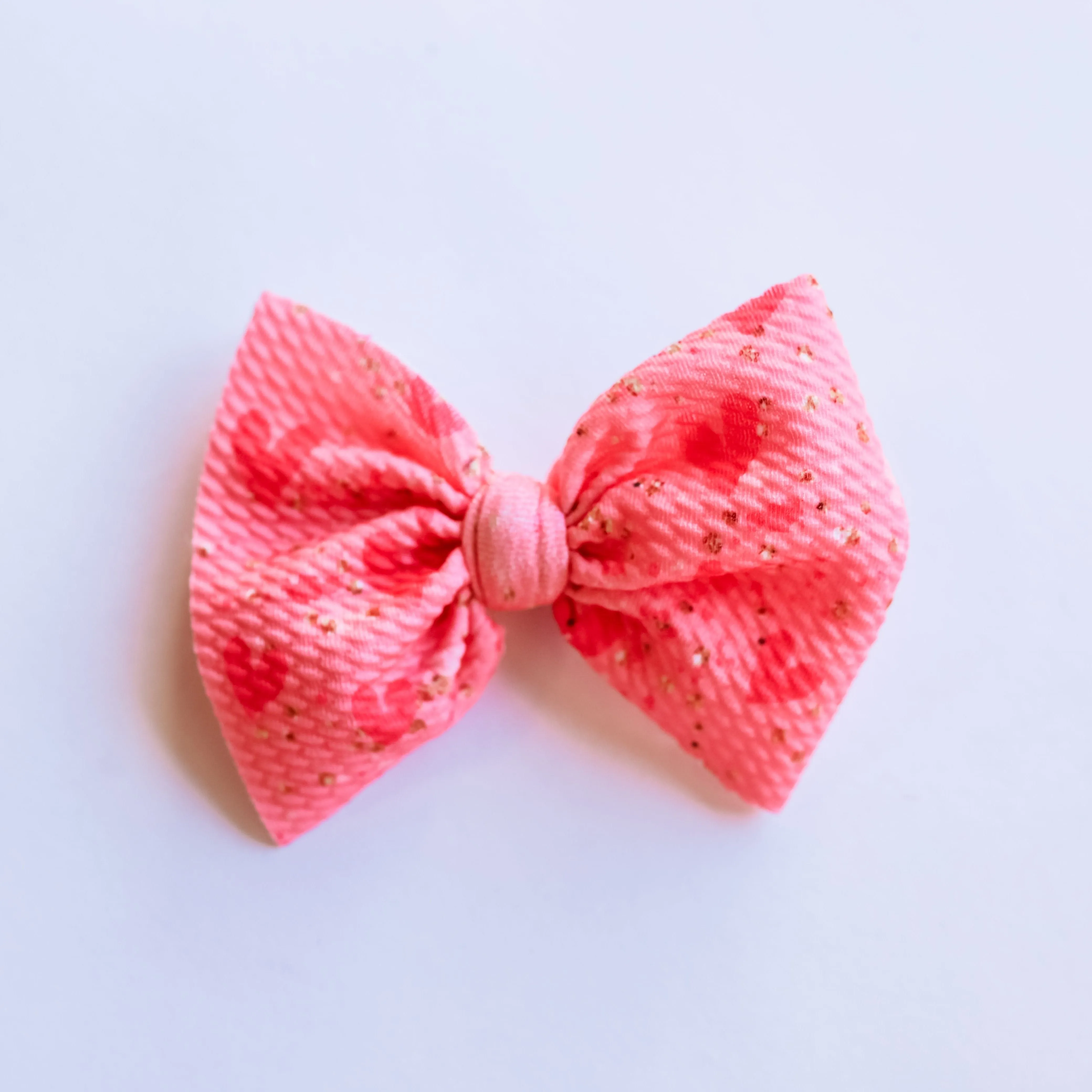 Festive Hot Pink Hearts Bow