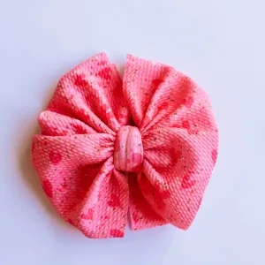 Festive Hot Pink Hearts Bow