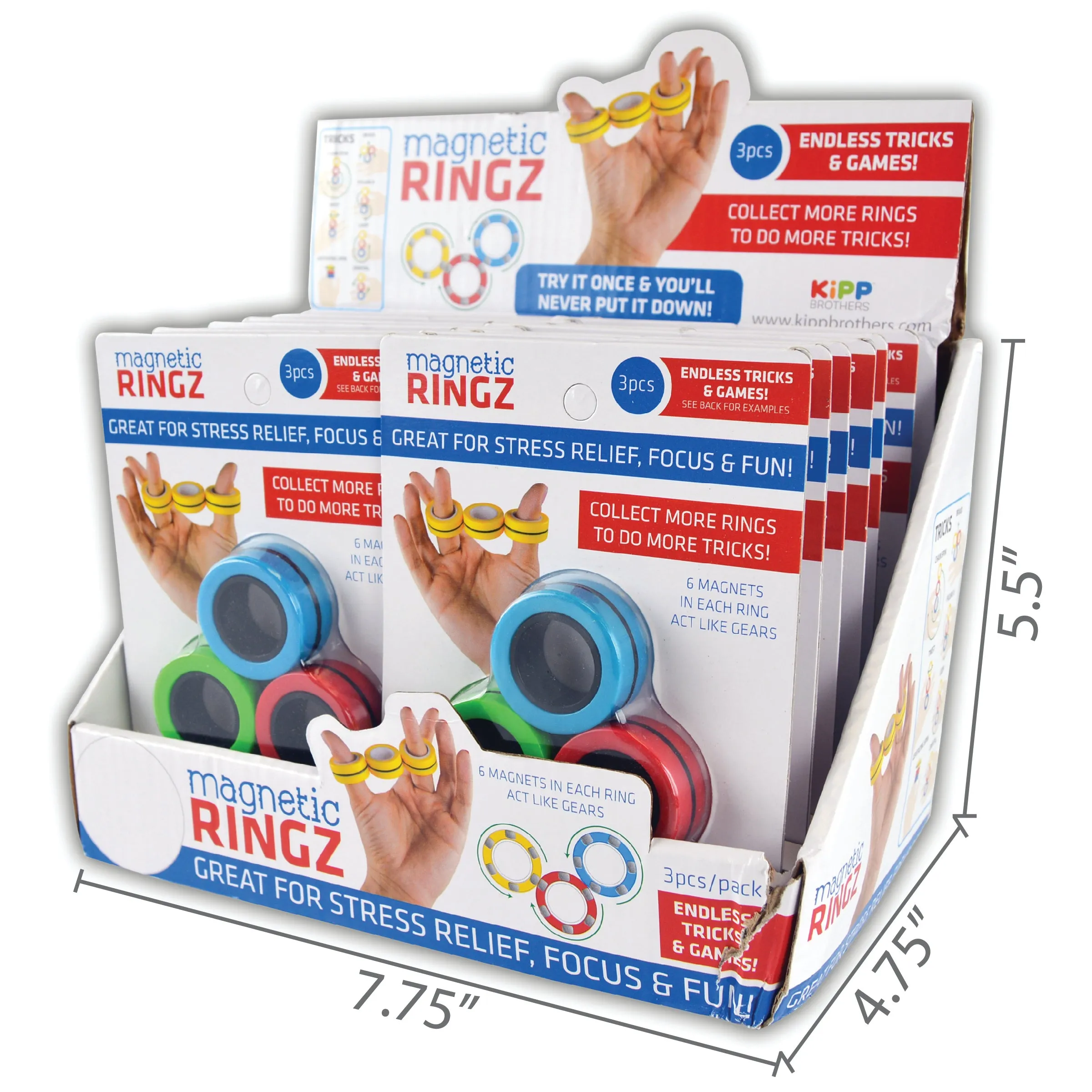 Fidget Magnetic Ring 3 Pack Set - 12 Pieces Per Retail Ready Display 21919