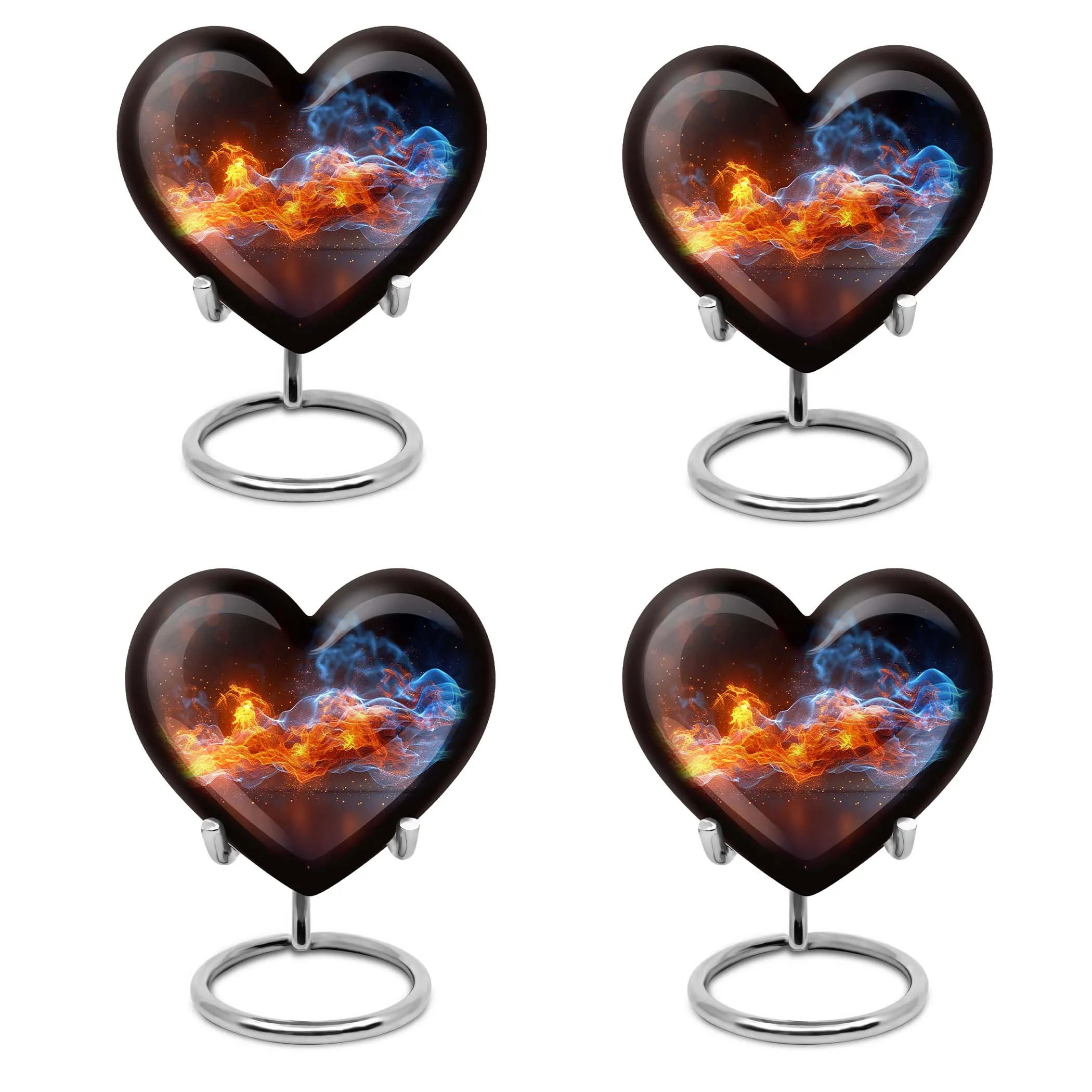 Fire Cremation Urn with Heart Design - Keepsake Cremation Urn