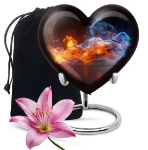Fire Cremation Urn with Heart Design - Keepsake Cremation Urn