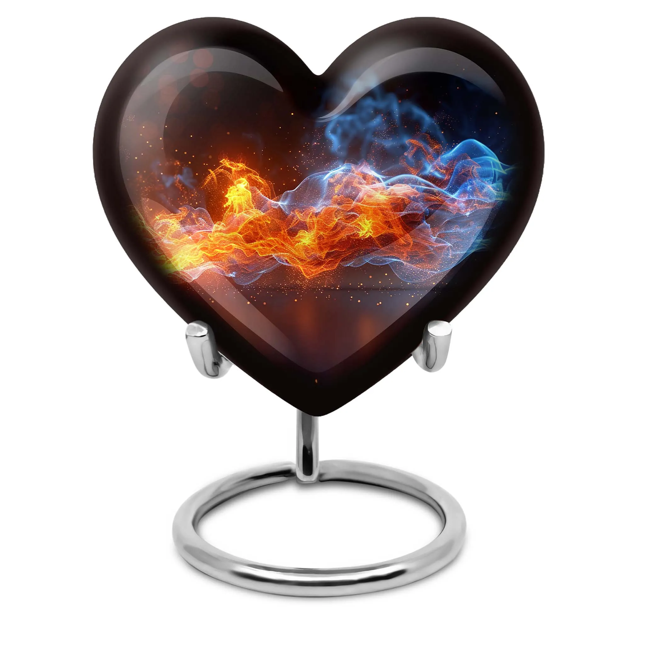 Fire Cremation Urn with Heart Design - Keepsake Cremation Urn