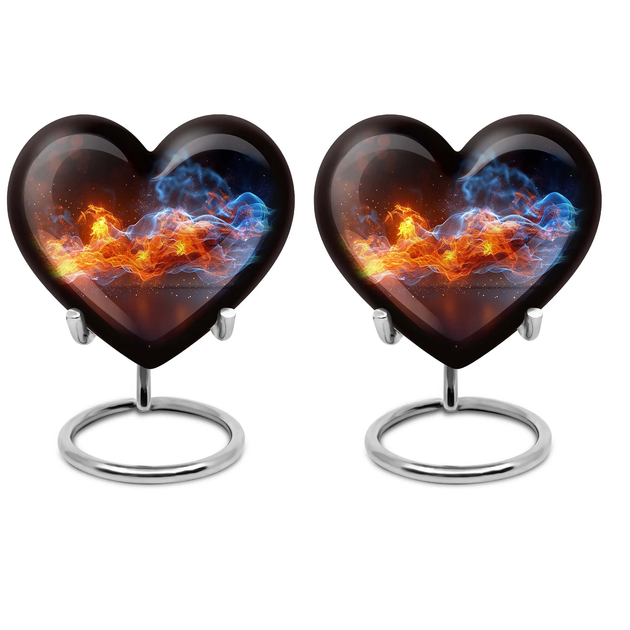 Fire Cremation Urn with Heart Design - Keepsake Cremation Urn