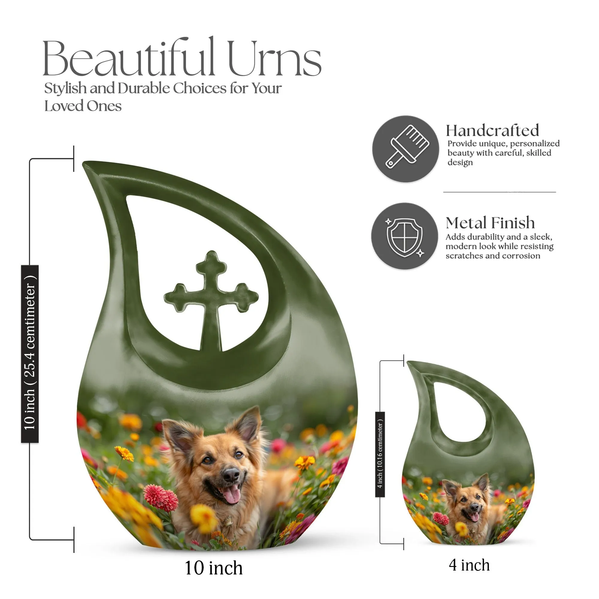 Floral Canine Happiness Memorial Cremation Urn for Large Adults