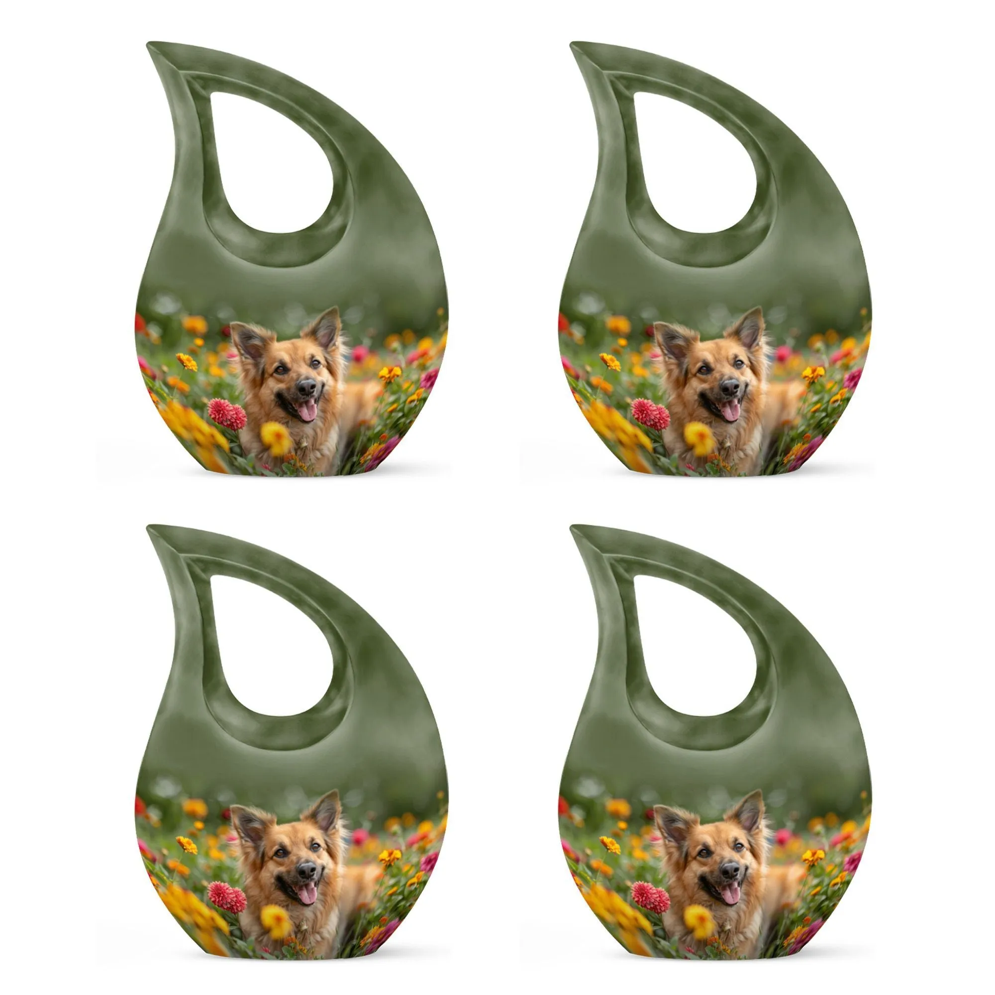 Floral Canine Happiness Memorial Cremation Urn for Large Adults