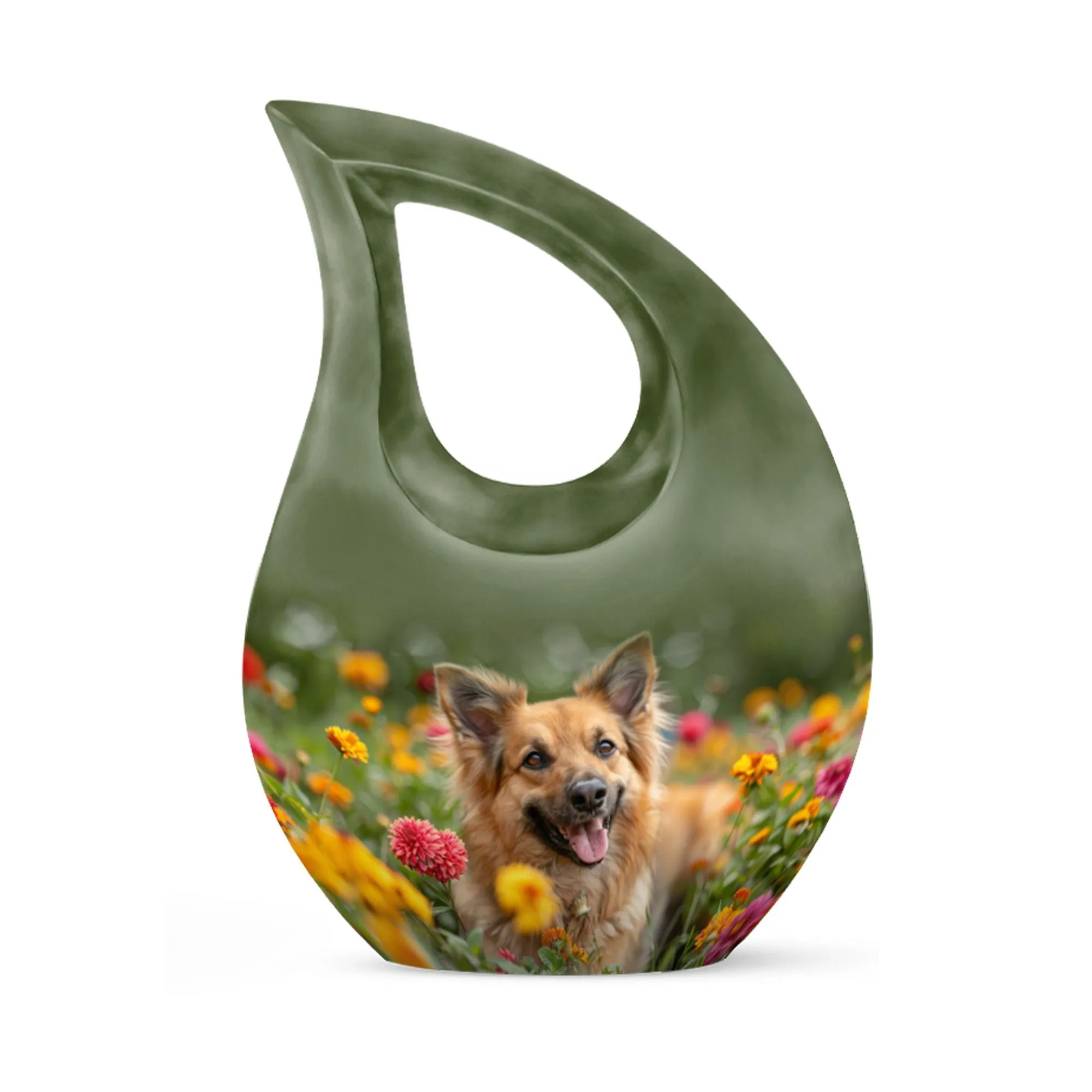 Floral Canine Happiness Memorial Cremation Urn for Large Adults