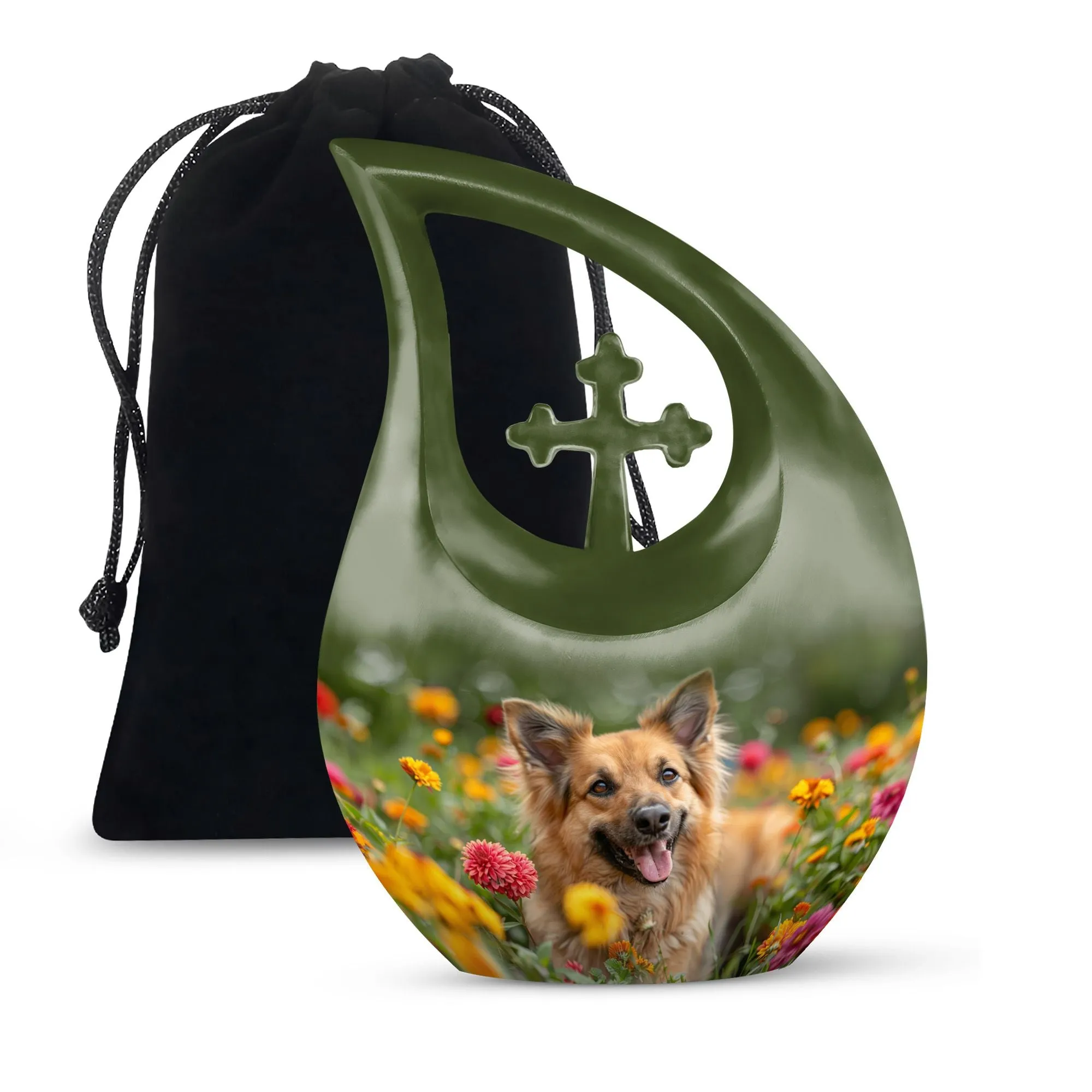 Floral Canine Happiness Memorial Cremation Urn for Large Adults