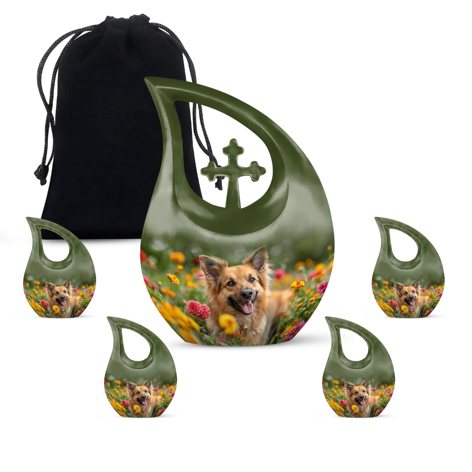 Floral Canine Happiness Memorial Cremation Urn for Large Adults