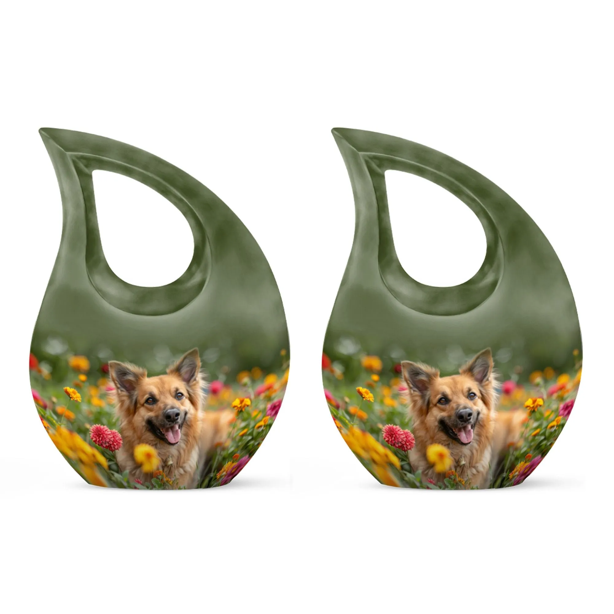 Floral Canine Happiness Memorial Cremation Urn for Large Adults