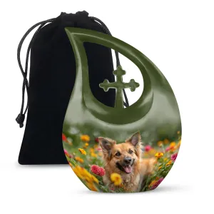 Floral Canine Happiness Memorial Cremation Urn for Large Adults