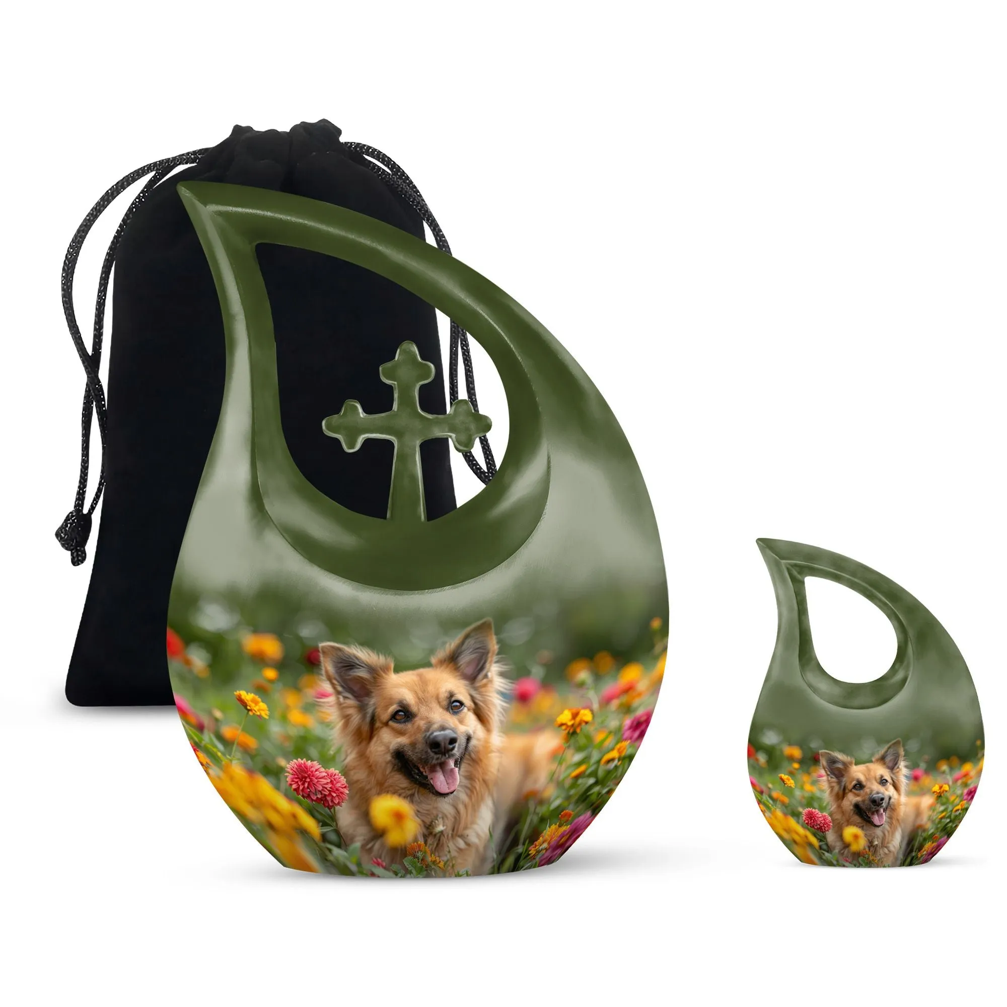 Floral Canine Happiness Memorial Cremation Urn for Large Adults