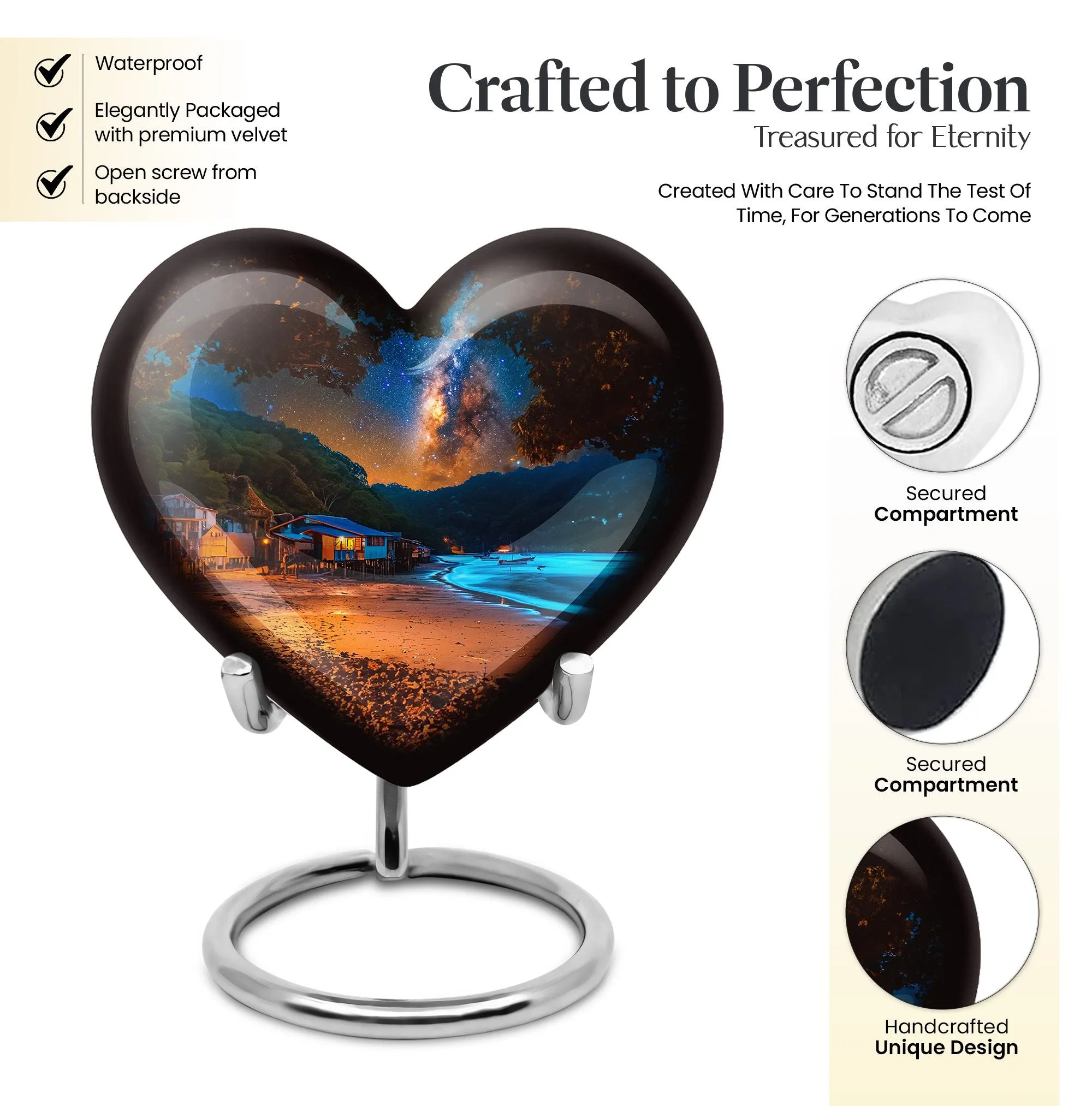Galaxy Heart - Premium Cremation Urn for Human Remains