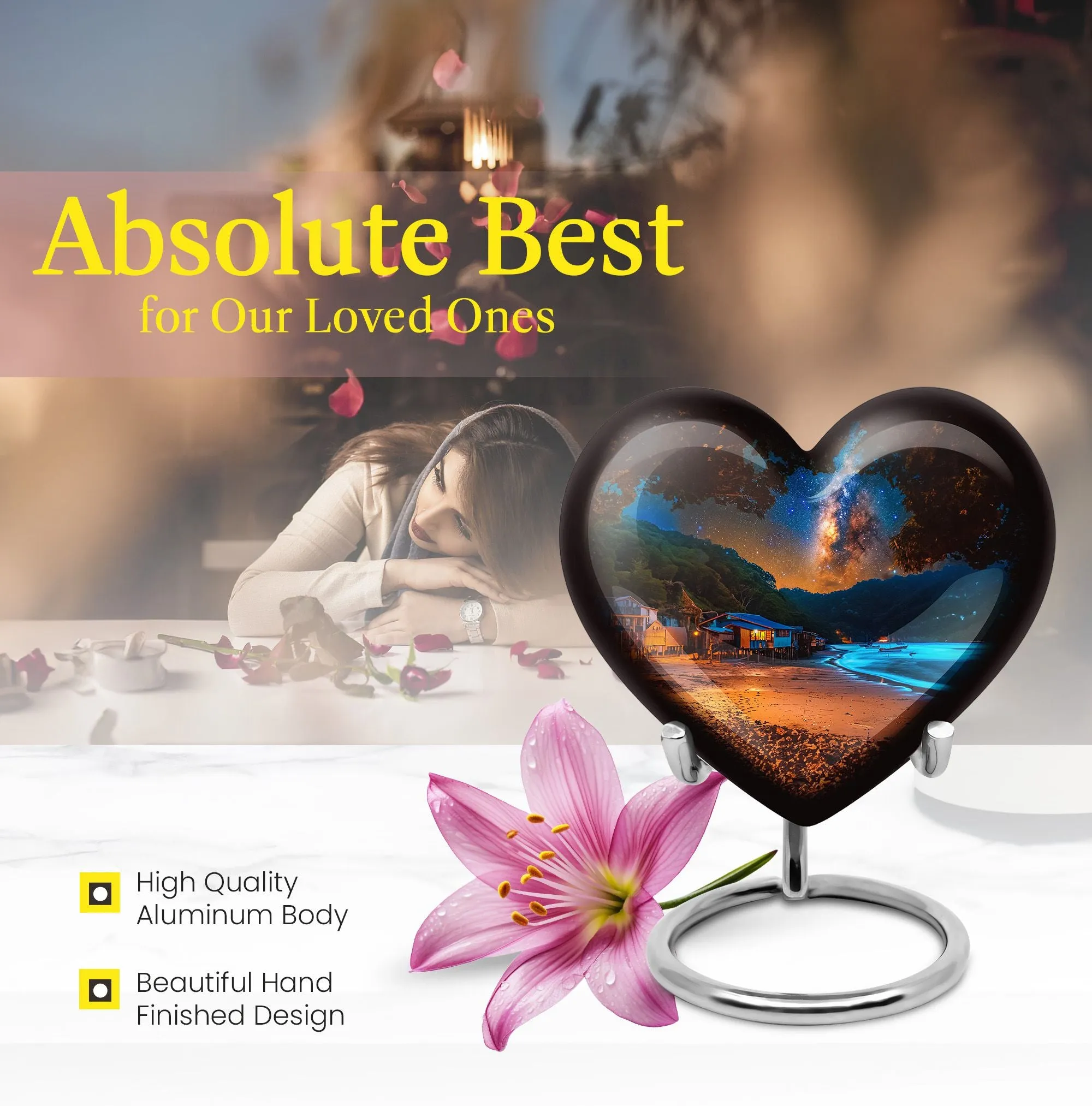 Galaxy Heart - Premium Cremation Urn for Human Remains