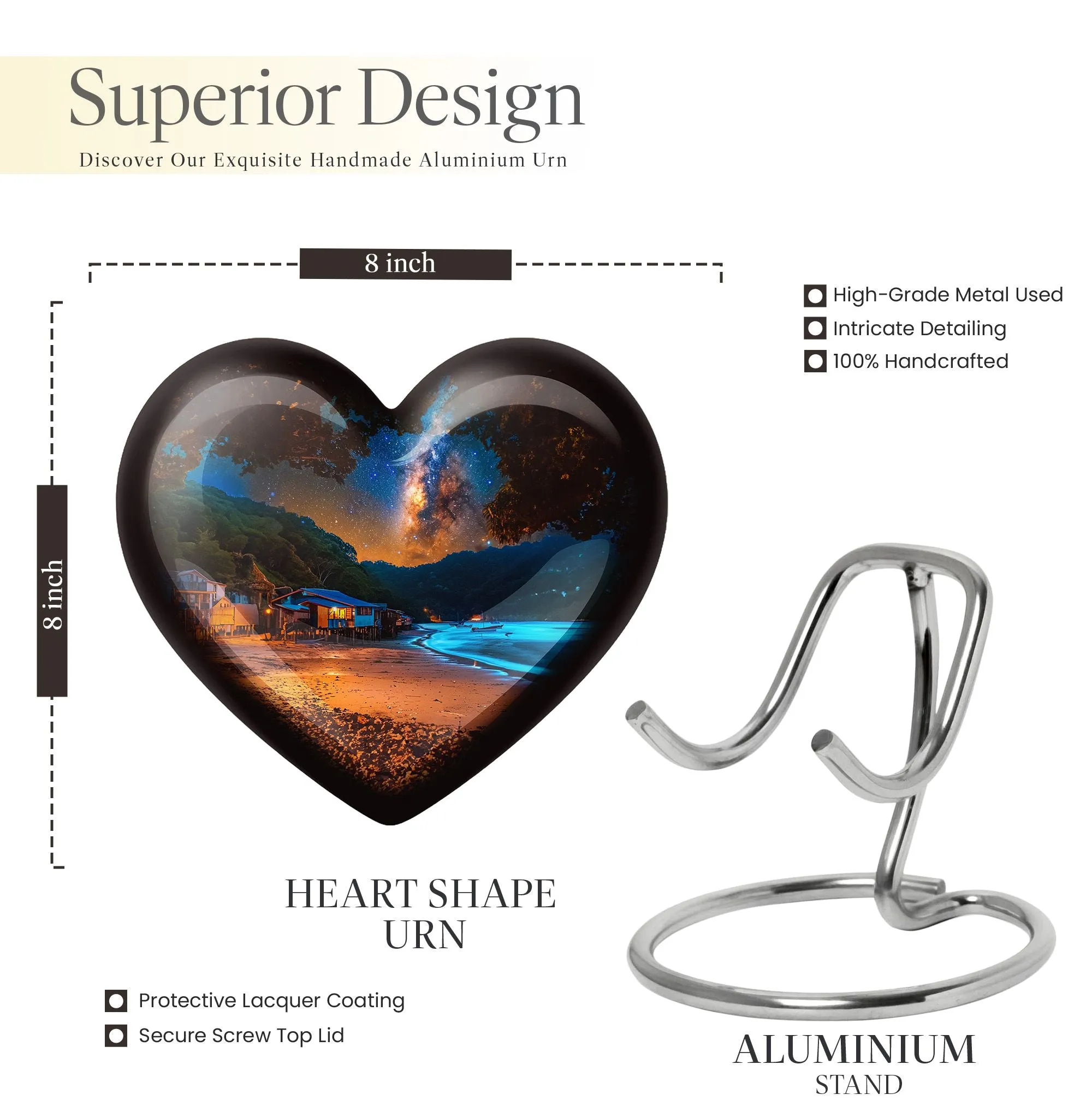 Galaxy Heart - Premium Cremation Urn for Human Remains