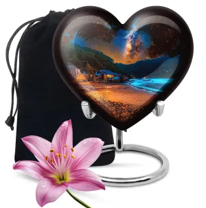 Galaxy Heart - Premium Cremation Urn for Human Remains