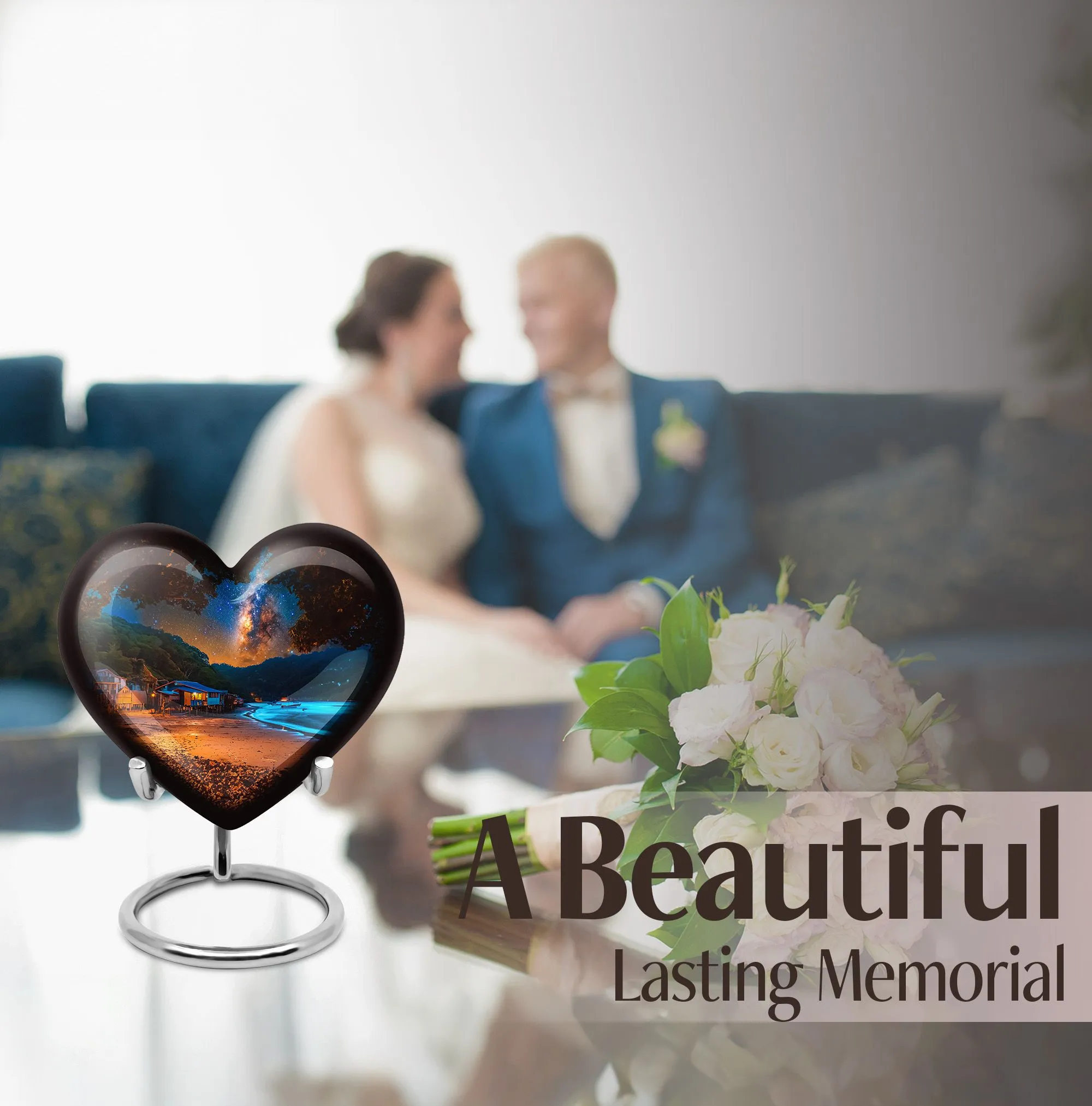 Galaxy Heart - Premium Cremation Urn for Human Remains