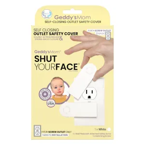 Geddy's Mom: Shut Your Face - White Self-Closing Outlet Safety Cover