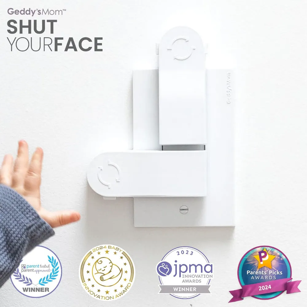 Geddy's Mom: Shut Your Face - White Self-Closing Outlet Safety Cover