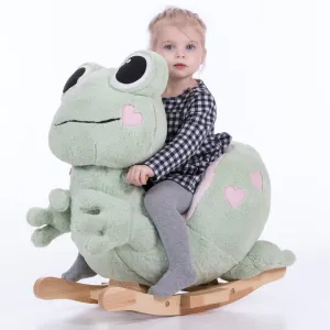 Gerardo's Toys: Little Rockers - Frog - Wooden Plush Ride-On Rocking Animal Toy