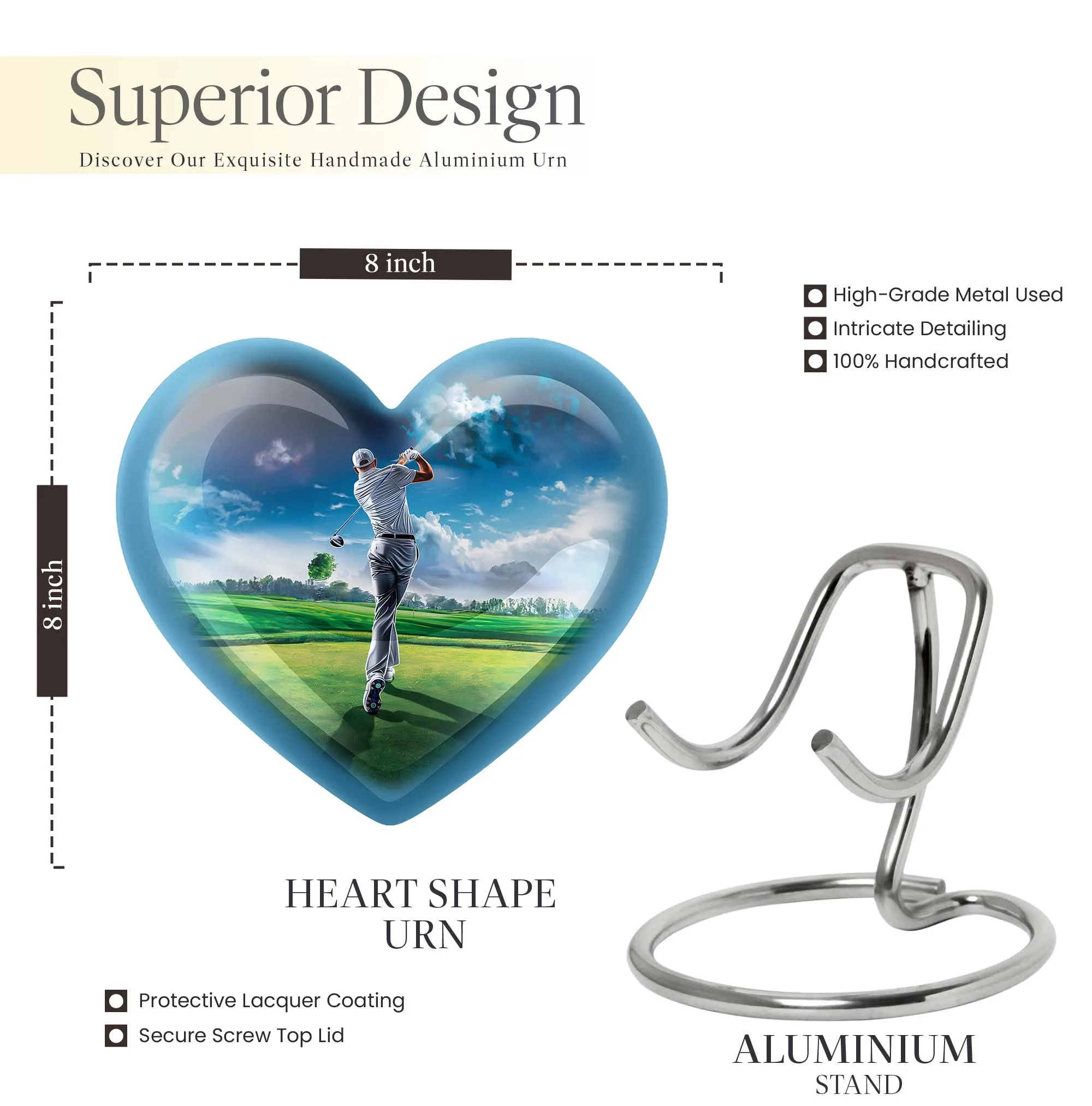 Golf Urn Elegance: Homage to Adult Male, Keepsake Cremation Urn