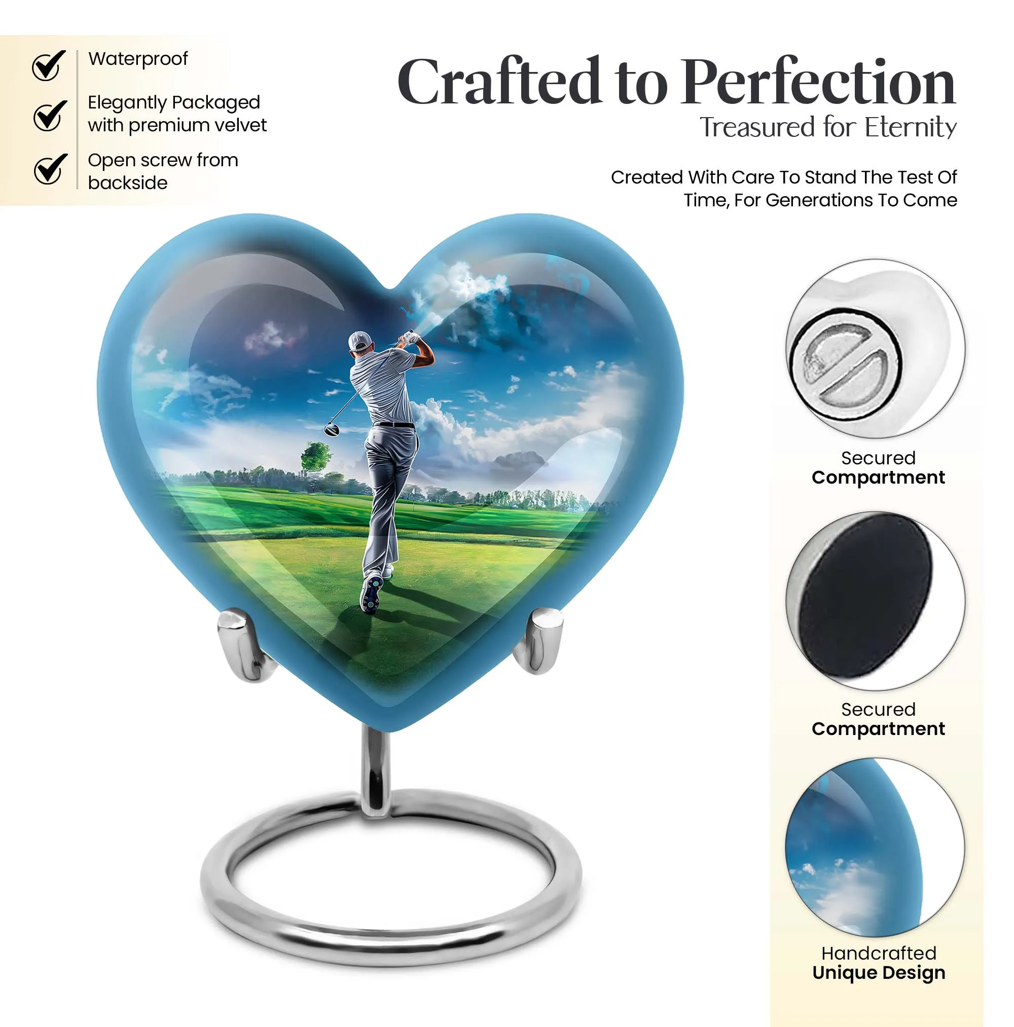 Golf Urn Elegance: Homage to Adult Male, Keepsake Cremation Urn