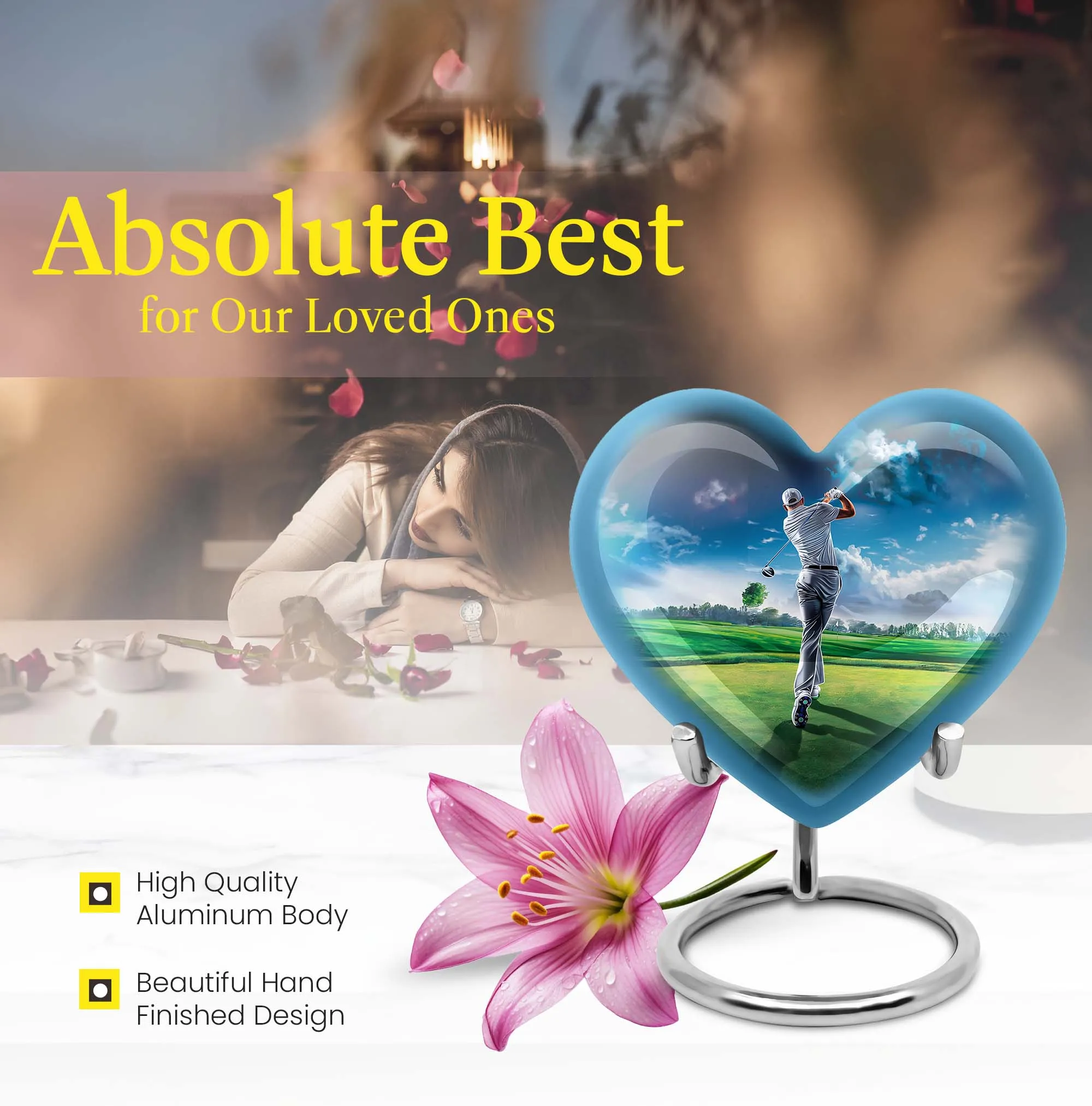 Golf Urn Elegance: Homage to Adult Male, Keepsake Cremation Urn