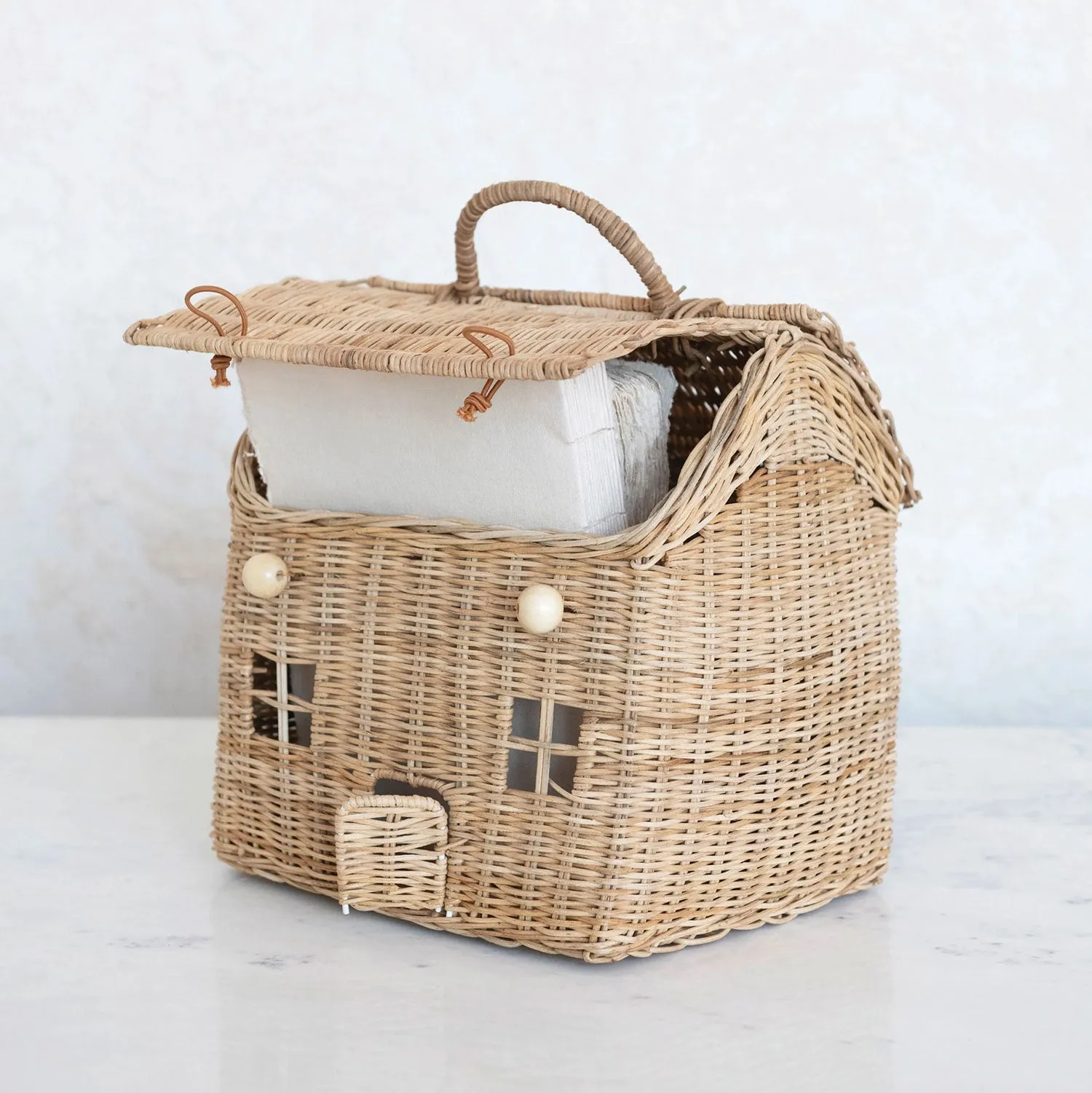 Hand-Woven Rattan House Basket