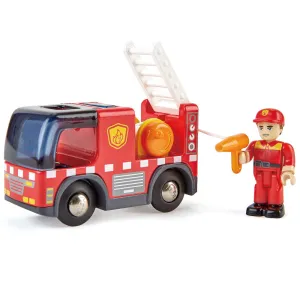 Hape Light & Sound Red Fire Truck with Siren - Interactive Engine Toy Vehicle