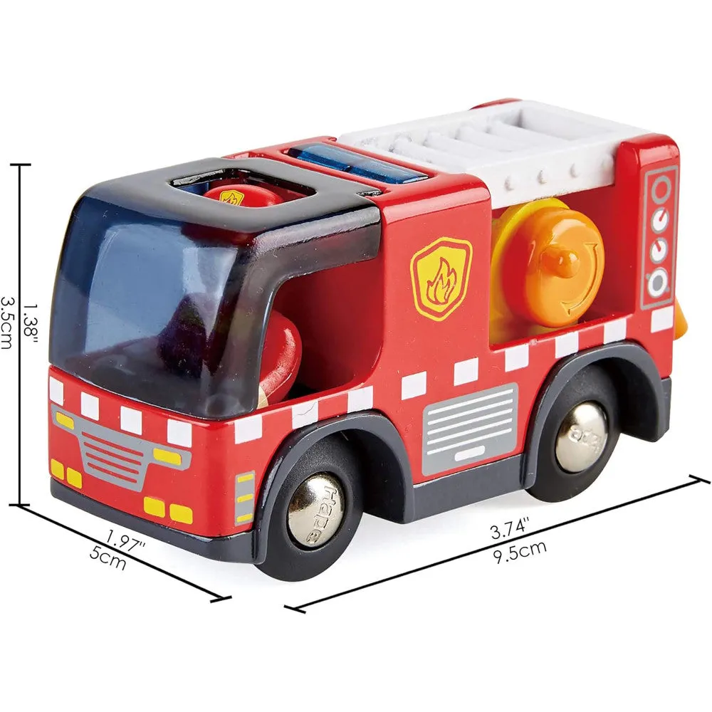 Hape Light & Sound Red Fire Truck with Siren - Interactive Engine Toy Vehicle