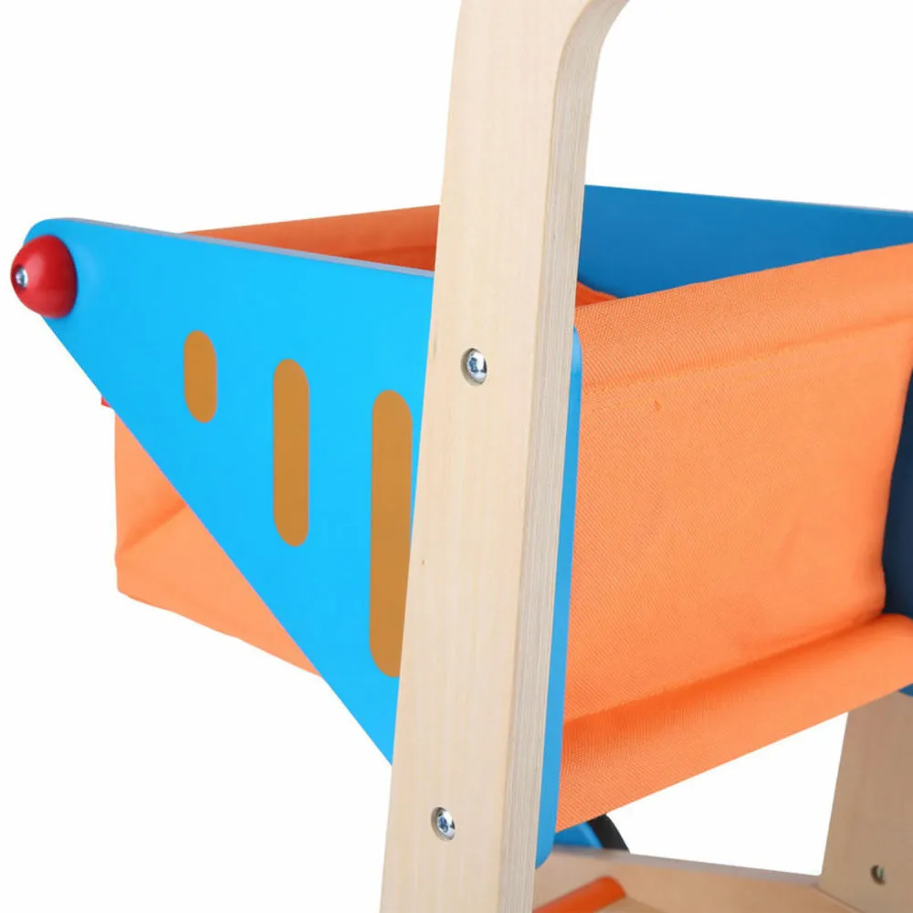 Hape Wooden Shopping Cart - Durable Pretend Play Toy - Orange & Blue