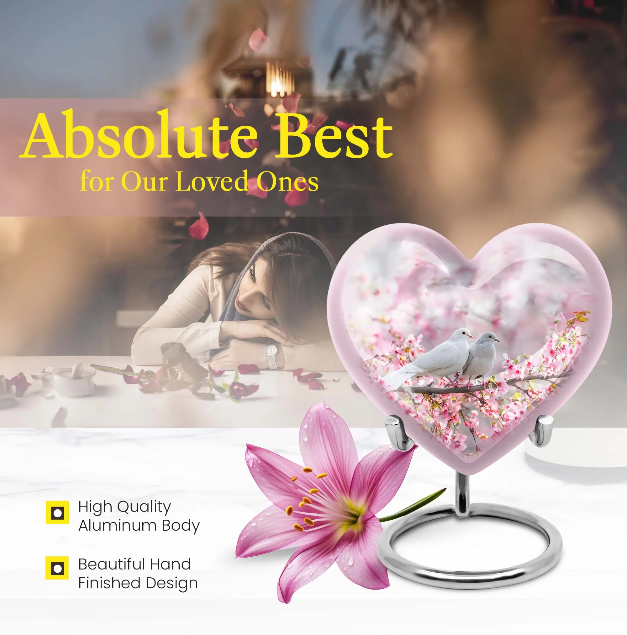 Heart-n-Dove: A Purple Meadow Themed Burial Urn