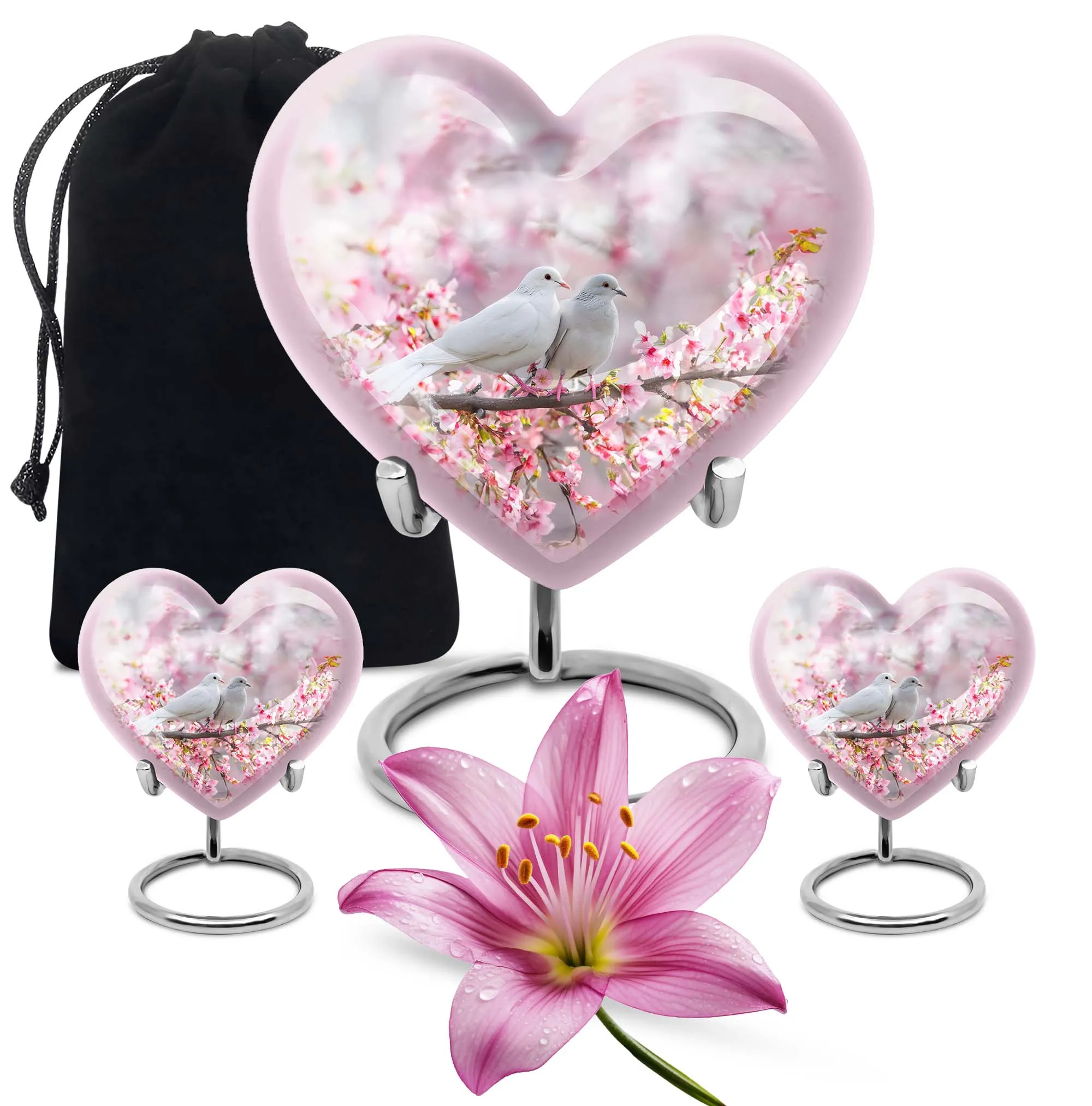 Heart-n-Dove: A Purple Meadow Themed Burial Urn