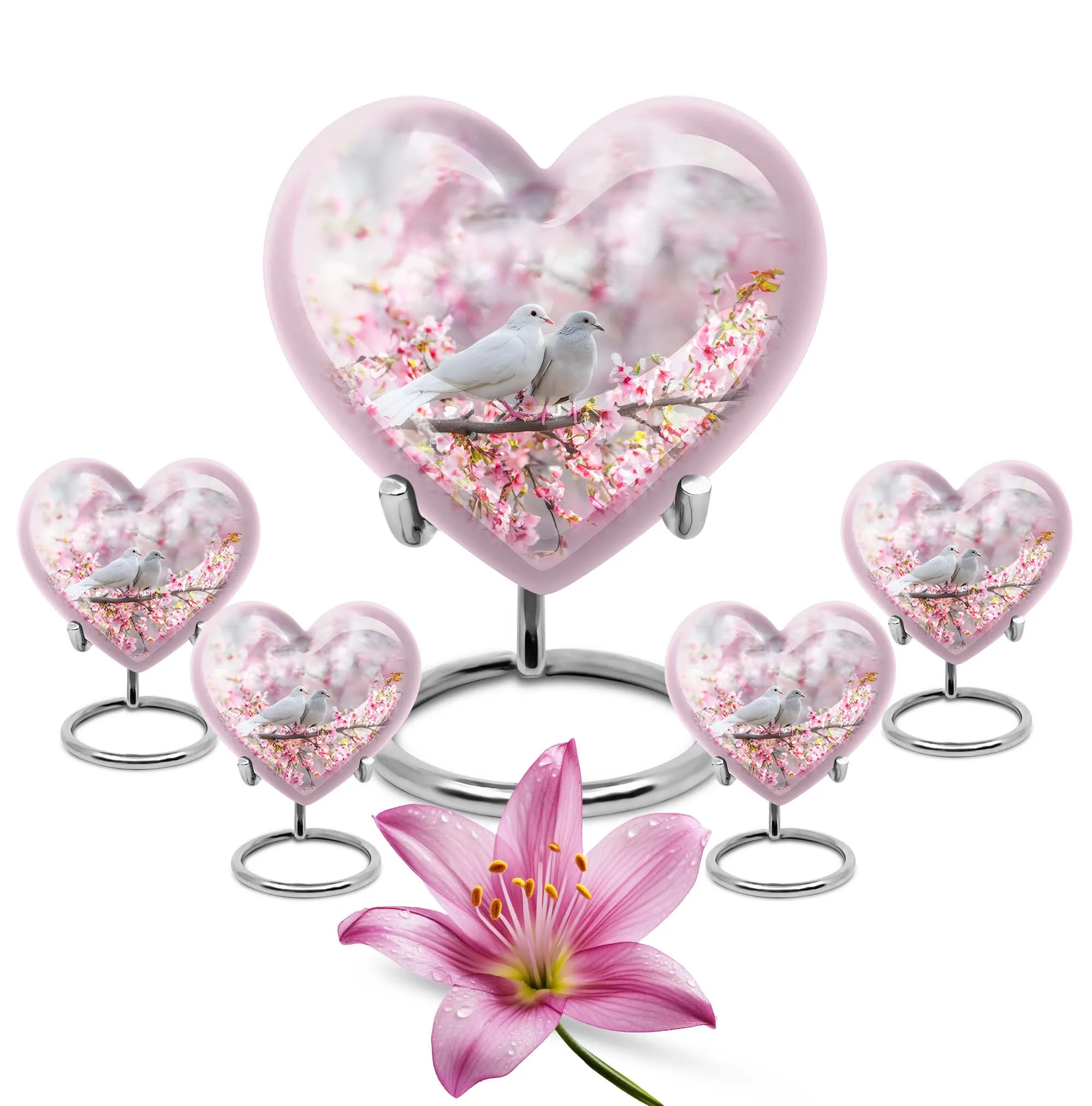 Heart-n-Dove: A Purple Meadow Themed Burial Urn