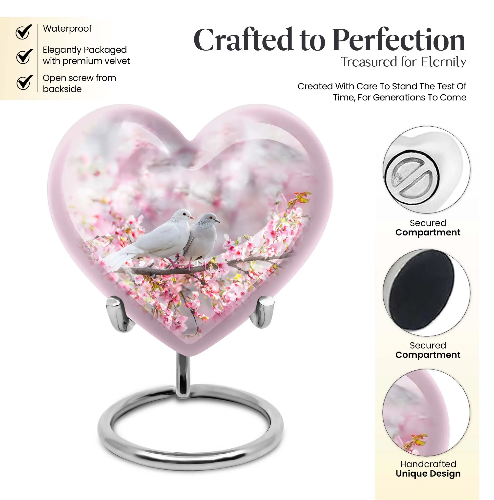 Heart-n-Dove: A Purple Meadow Themed Burial Urn